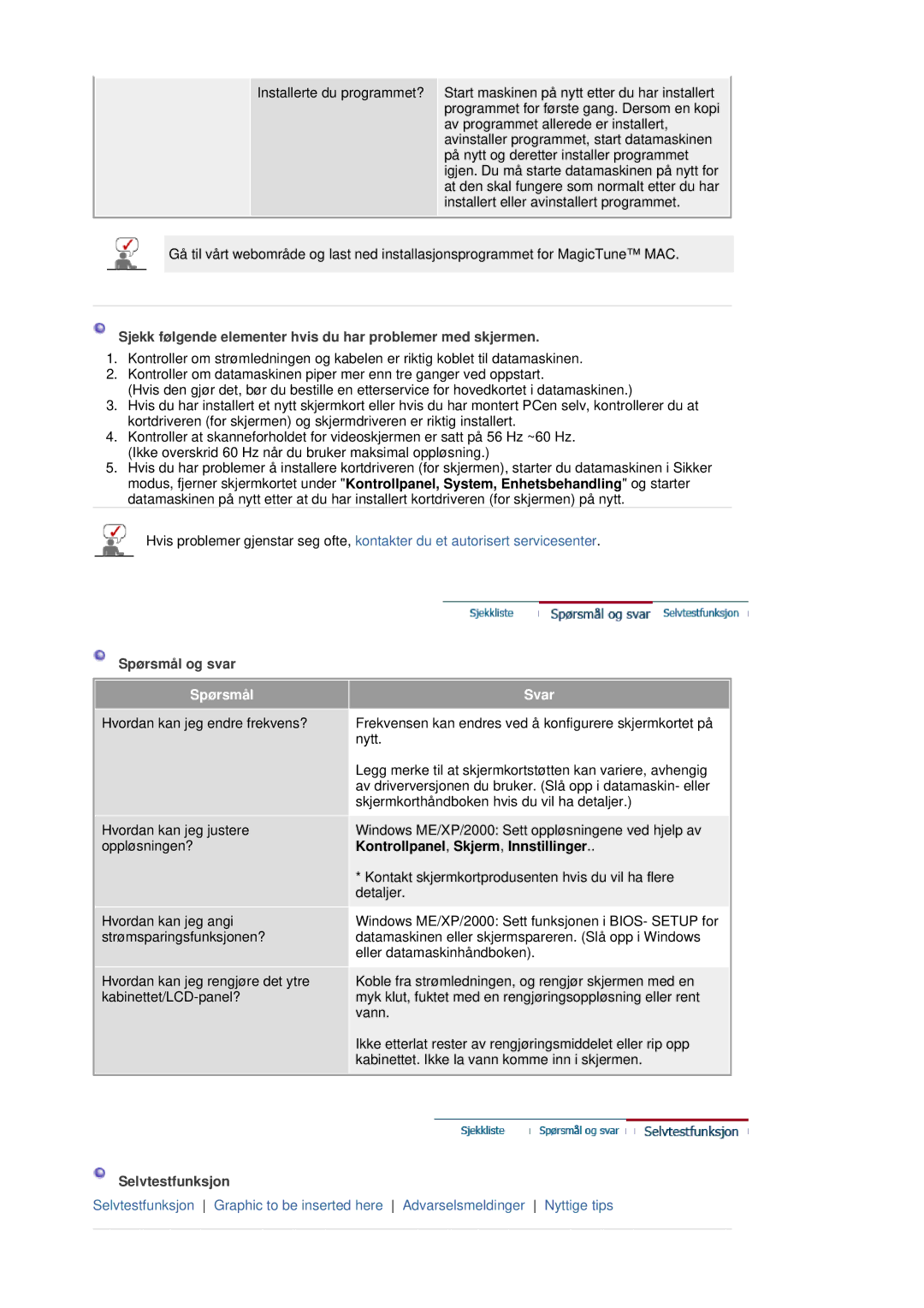 Samsung LS19HANSSB/EDC manual Spørsmål 