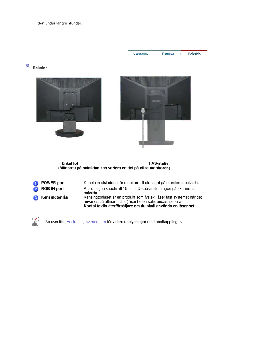 Samsung LS19HANSSB/EDC manual Används på allmän plats låsenheten säljs endast separat 