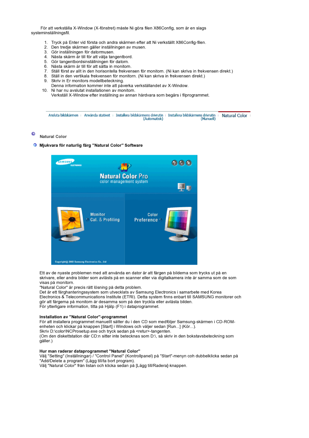 Samsung LS19HANSSB/EDC manual Mjukvara för naturlig färg Natural Color Software, Installation av Natural Color-programmet 