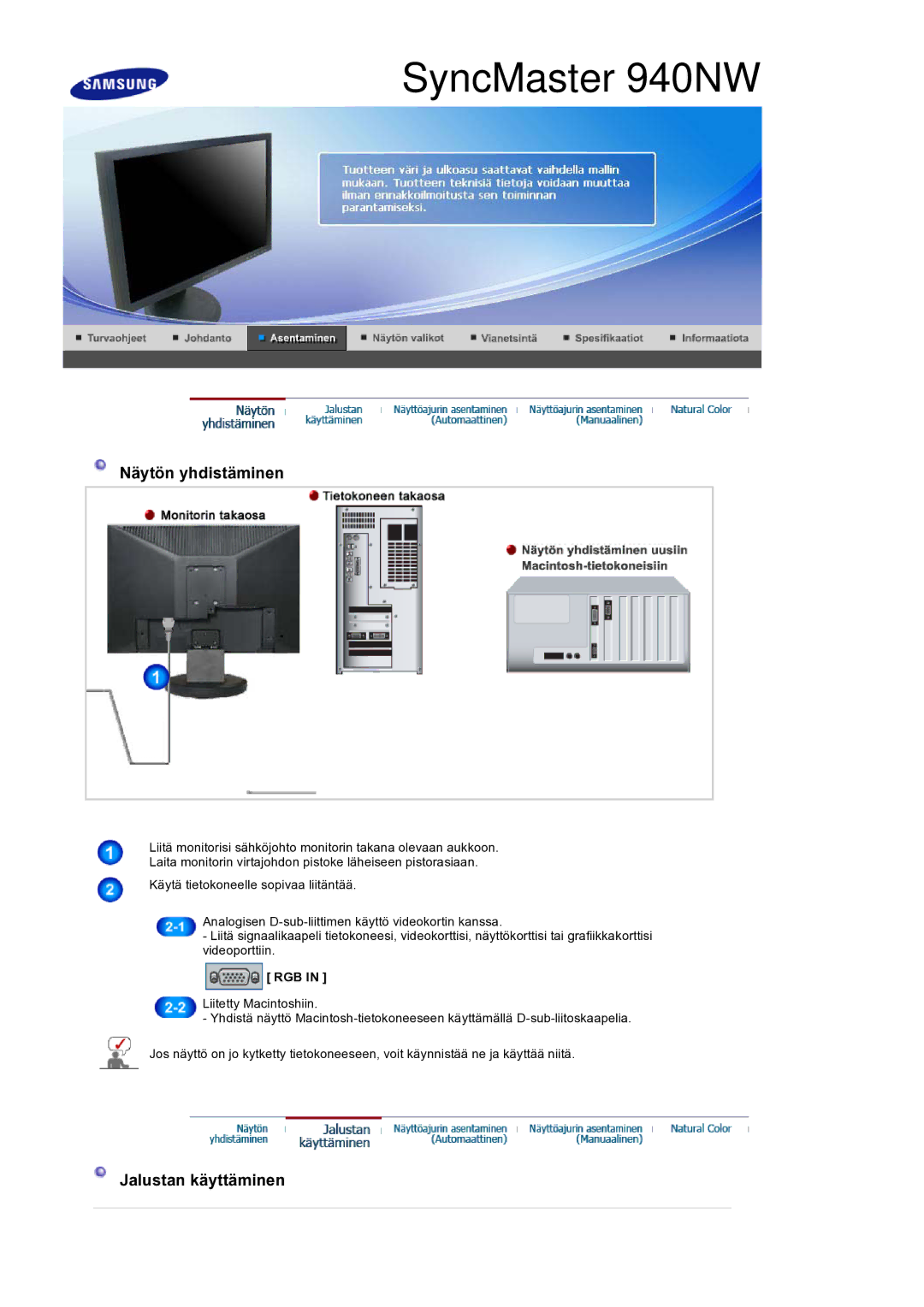 Samsung LS19HANSSB/EDC manual SyncMaster 940NW 