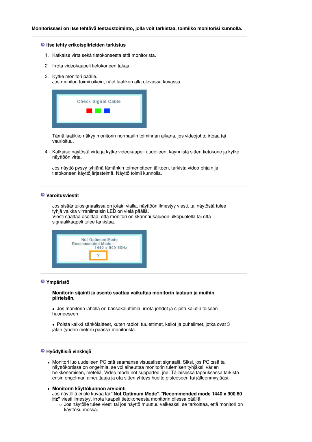 Samsung LS19HANSSB/EDC manual Varoitusviestit 