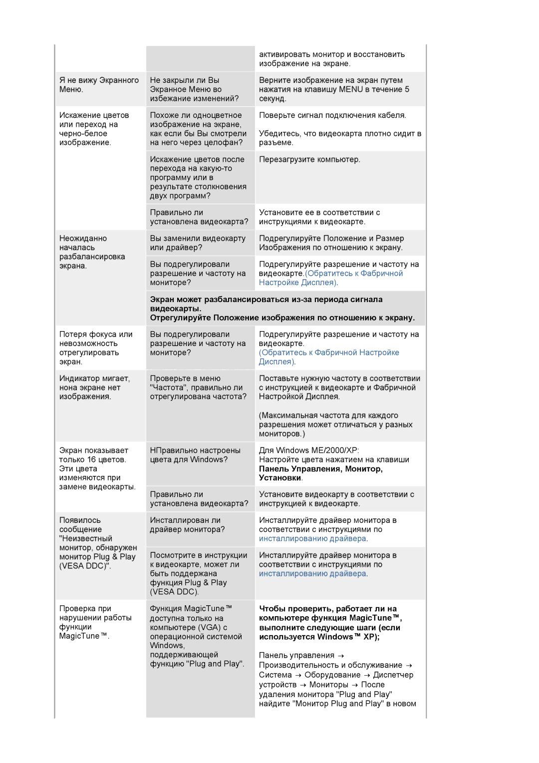 Samsung LS19HANSSB/EDC manual Дисплея, Панель Управления, Монитор, Установки 