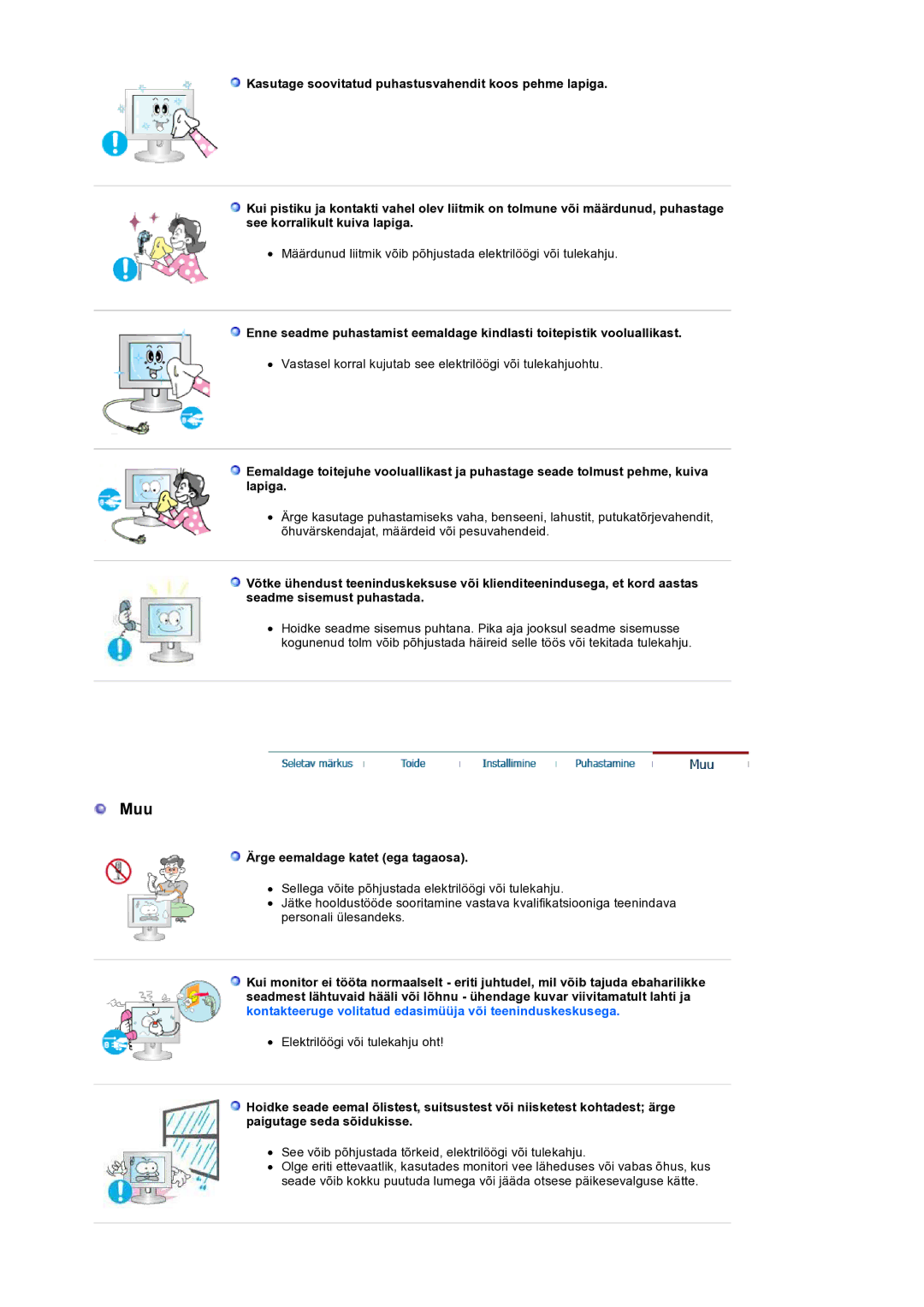 Samsung LS19HANSSB/EDC manual Muu, Ärge eemaldage katet ega tagaosa 