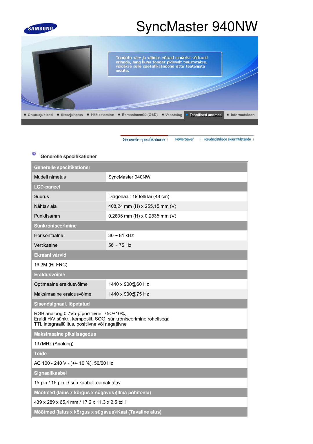 Samsung LS19HANSSB/EDC manual Toide 