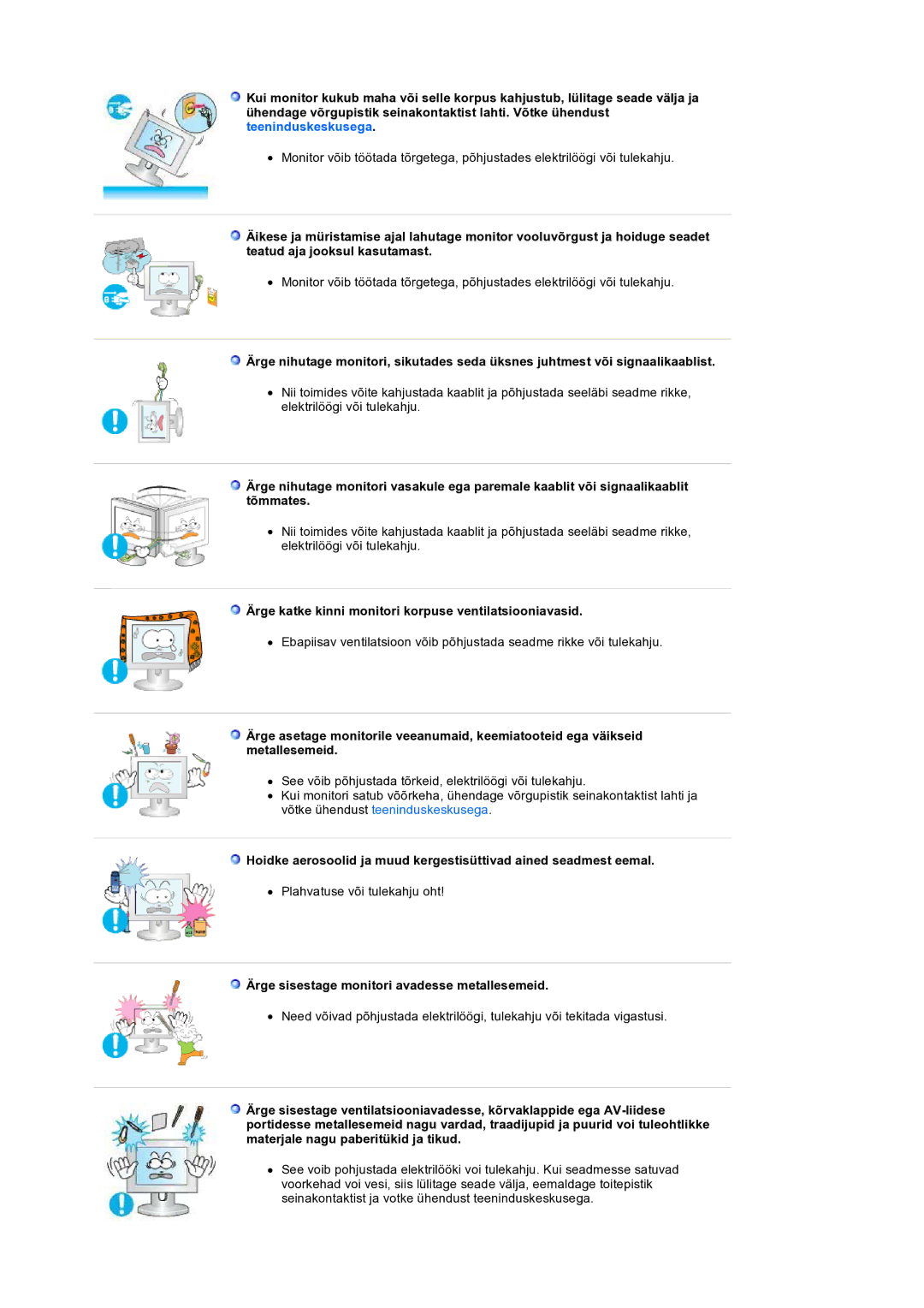 Samsung LS19HANSSB/EDC manual Ärge katke kinni monitori korpuse ventilatsiooniavasid 