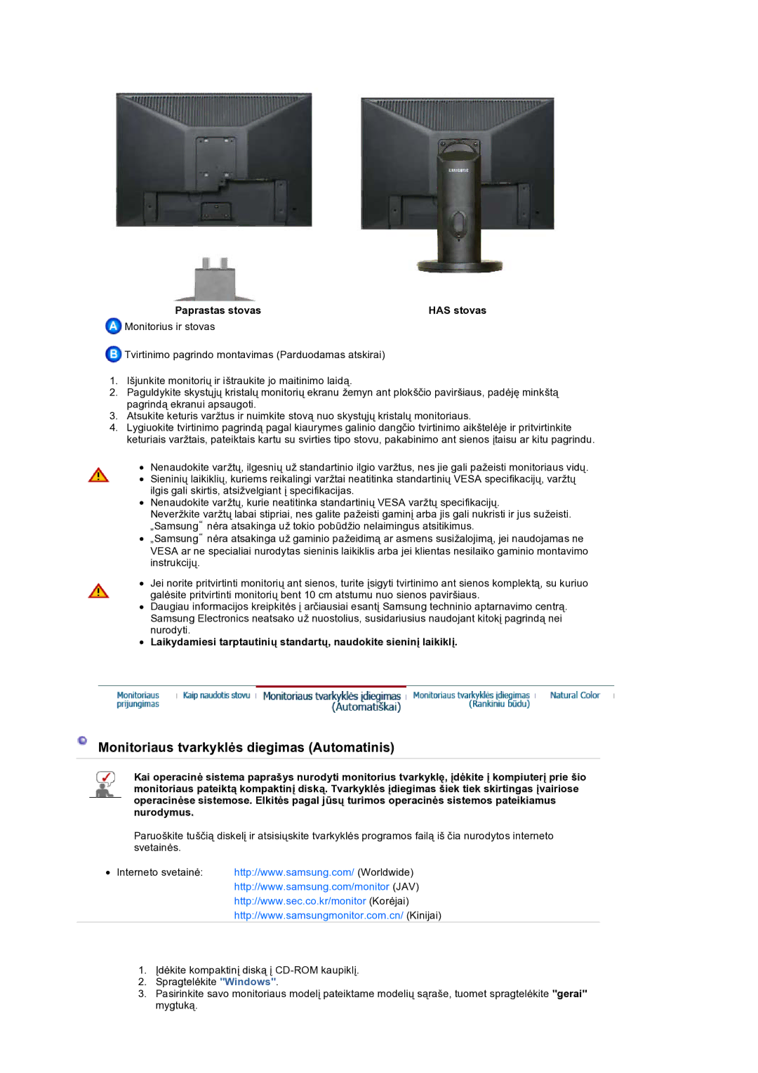 Samsung LS19HANSSB/EDC manual Has stovas 