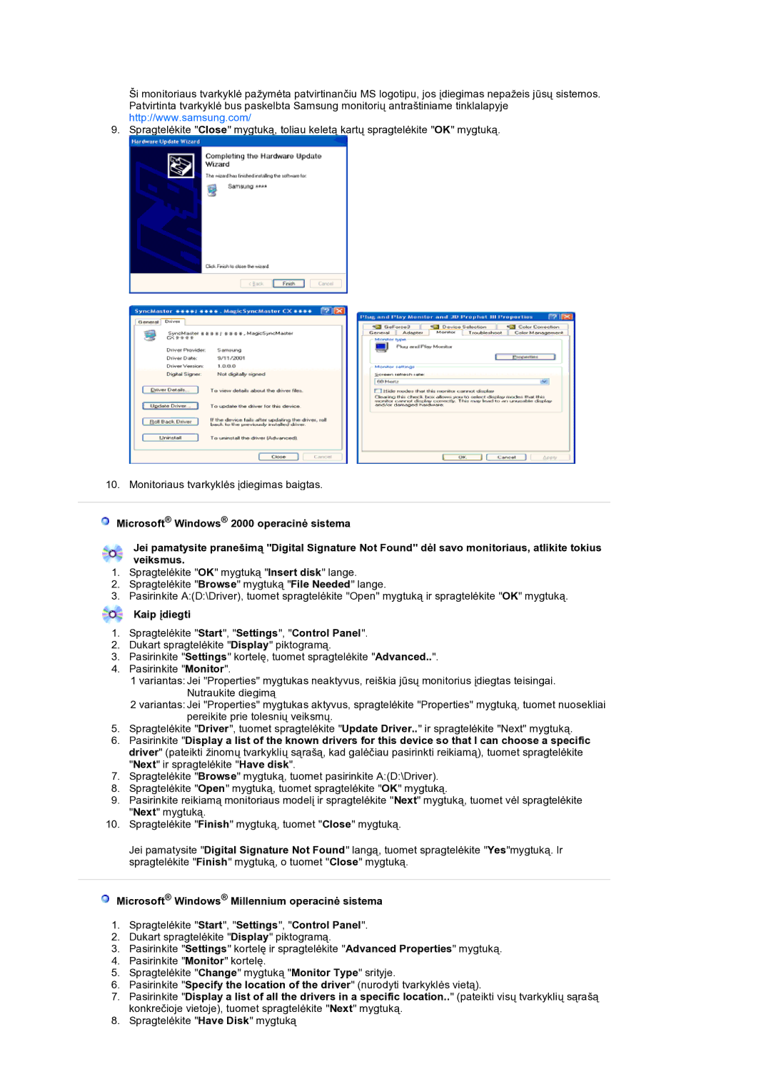 Samsung LS19HANSSB/EDC manual Spragtelėkite Have Disk mygtuką 