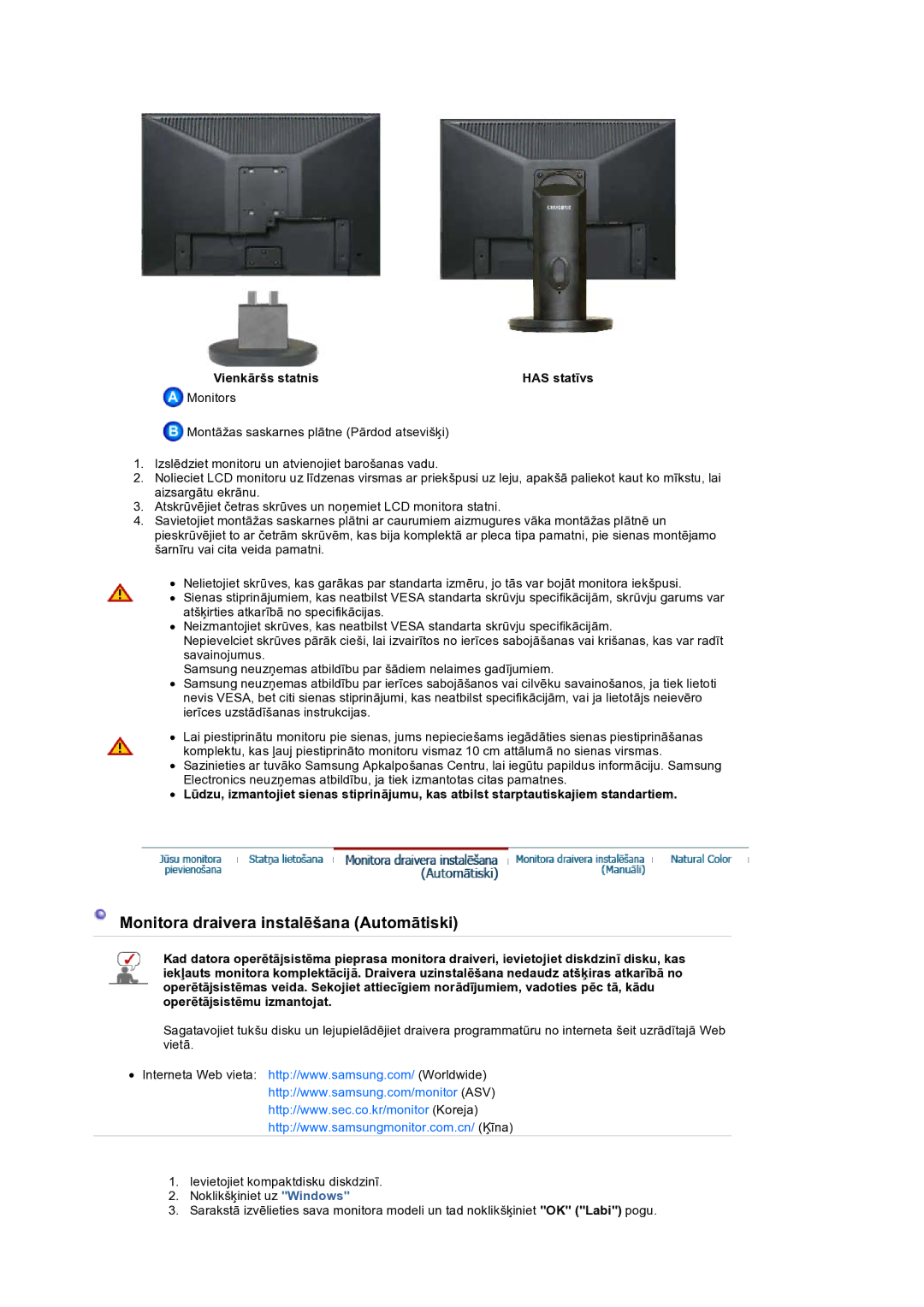 Samsung LS19HANSSB/EDC manual Has statīvs 