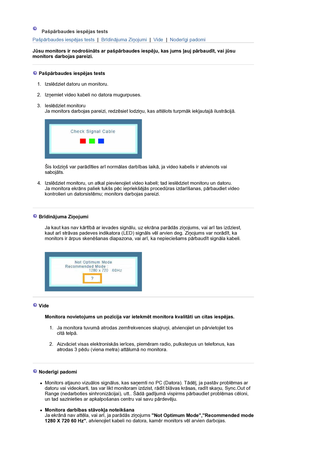 Samsung LS19HANSSB/EDC manual Brīdinājuma Ziņojumi, Noderīgi padomi, Monitora darbības stāvokļa noteikšana 