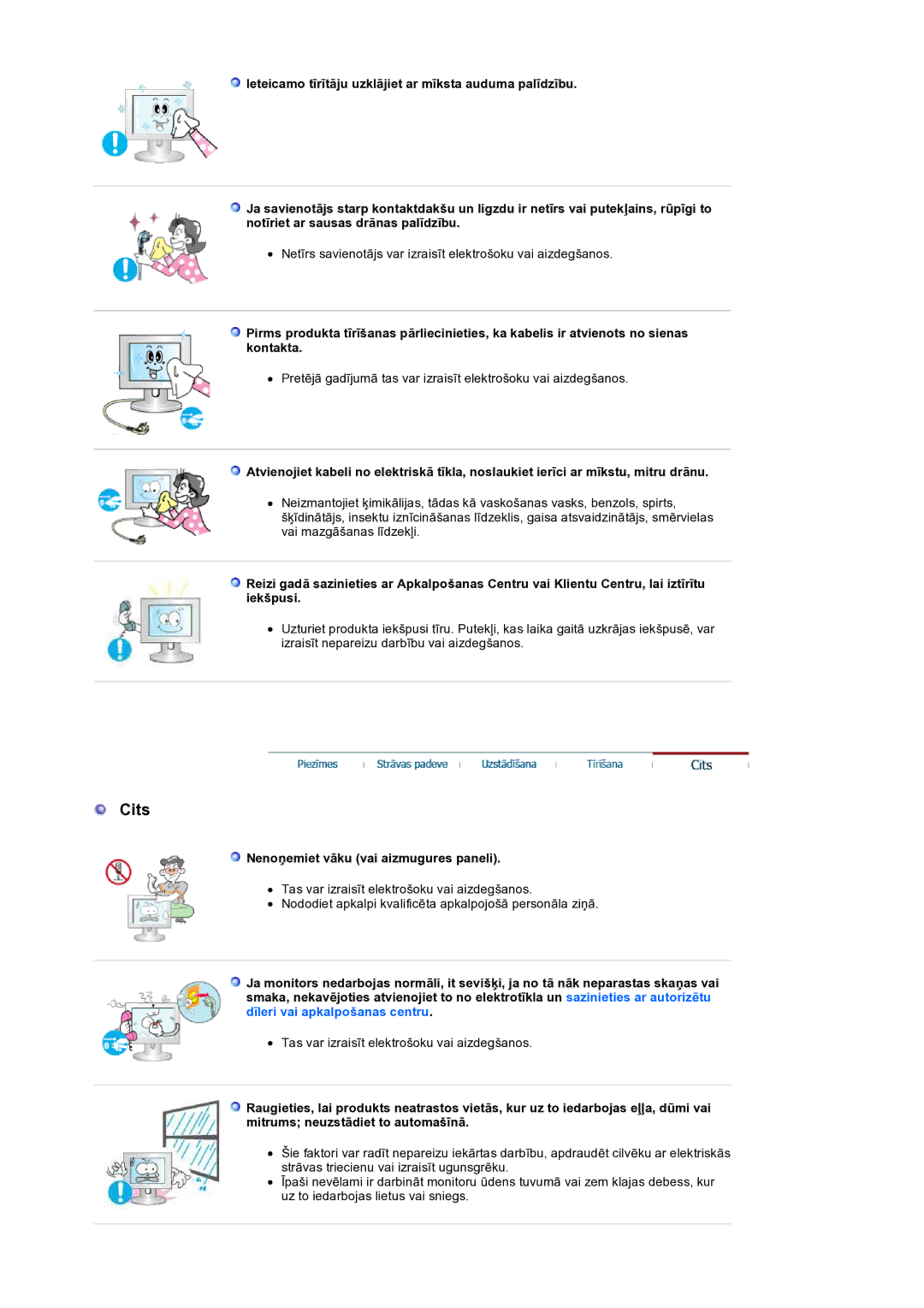 Samsung LS19HANSSB/EDC manual Cits, Nenoņemiet vāku vai aizmugures paneli 