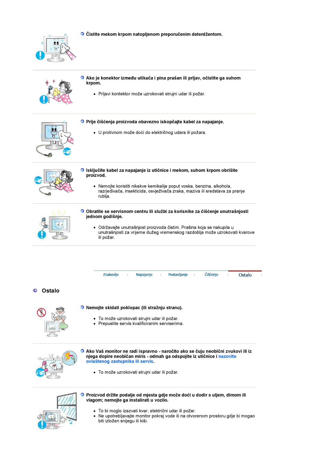 Samsung LS19HANSSB/EDC manual Ostalo, Nemojte skidati poklopac ili stražnju stranu 