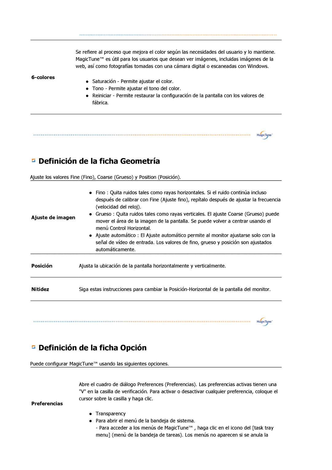 Samsung LS19HATTSQ/EDC, LS19HATESH/EDC, LS19HALKSB/EDC, LS17HATTSQ/EDC, LS17HAHESQ/EDC manual Definición de la ficha Geometría 