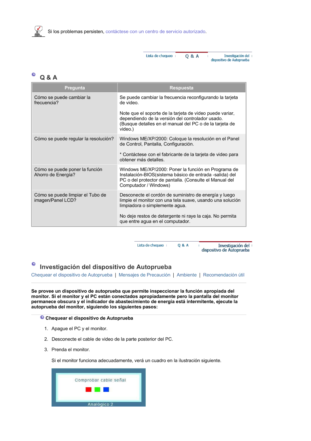 Samsung LS17HAAES/EDC, LS19HATESH/EDC, LS19HALKSB/EDC, LS17HATTSQ/EDC manual Investigación del dispositivo de Autoprueba 