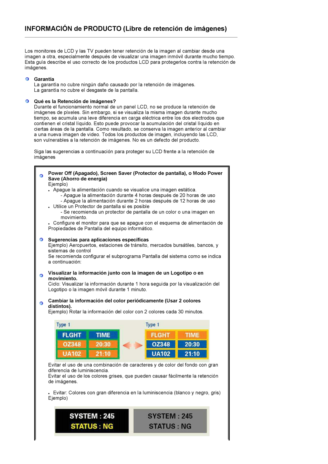 Samsung LS19HAATSB/EDC manual Garantía, Qué es la Retención de imágenes?, Sugerencias para aplicaciones específicas 