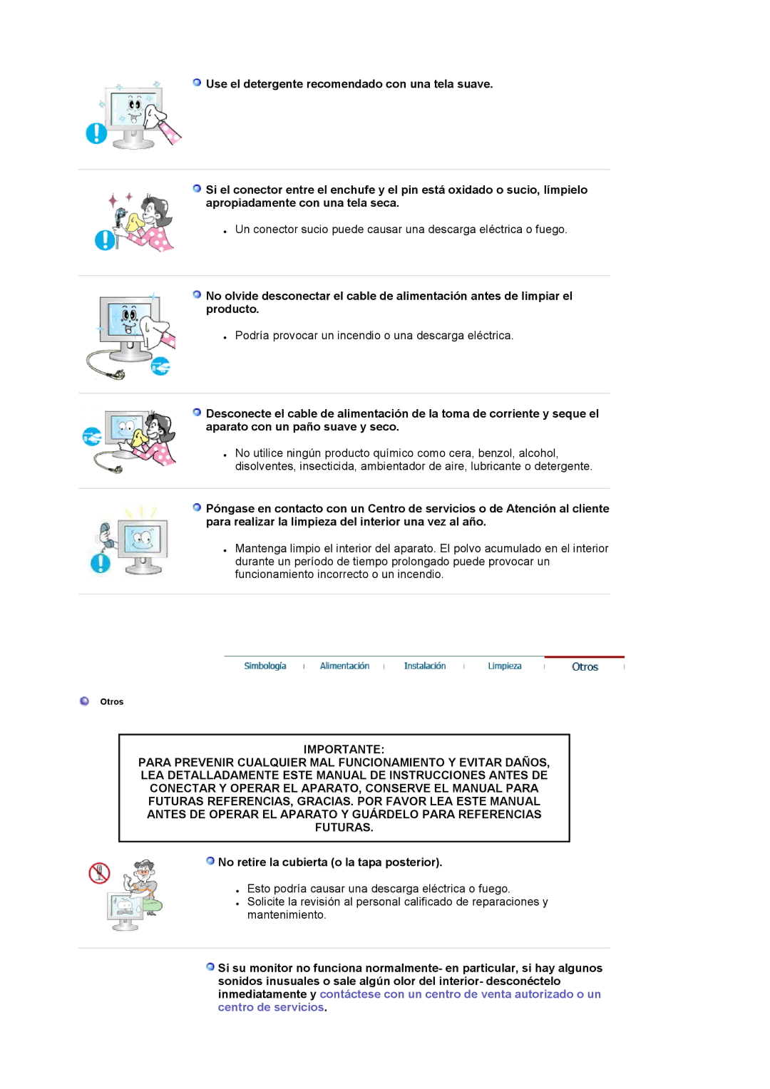 Samsung MJ19BSTSQ/EDC, LS19HATESH/EDC, LS19HALKSB/EDC, LS17HATTSQ/EDC manual No retire la cubierta o la tapa posterior 