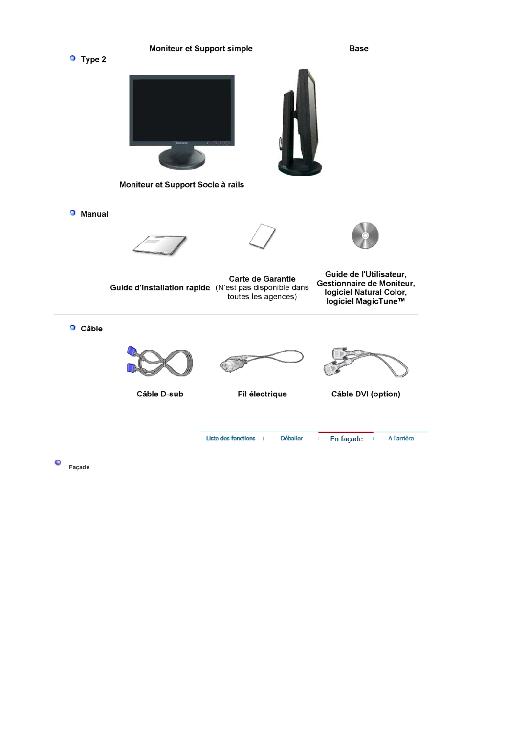 Samsung LS19HAWCSQ/EDC, LS19HAWCSH/EDC manual Moniteur et Support simple, Logiciel Natural Color, Logiciel MagicTune 