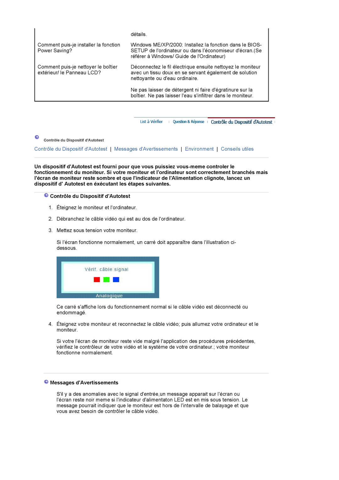 Samsung LS19HAWCSQ/EDC, LS19HAWCSH/EDC manual Messages dAvertissements 