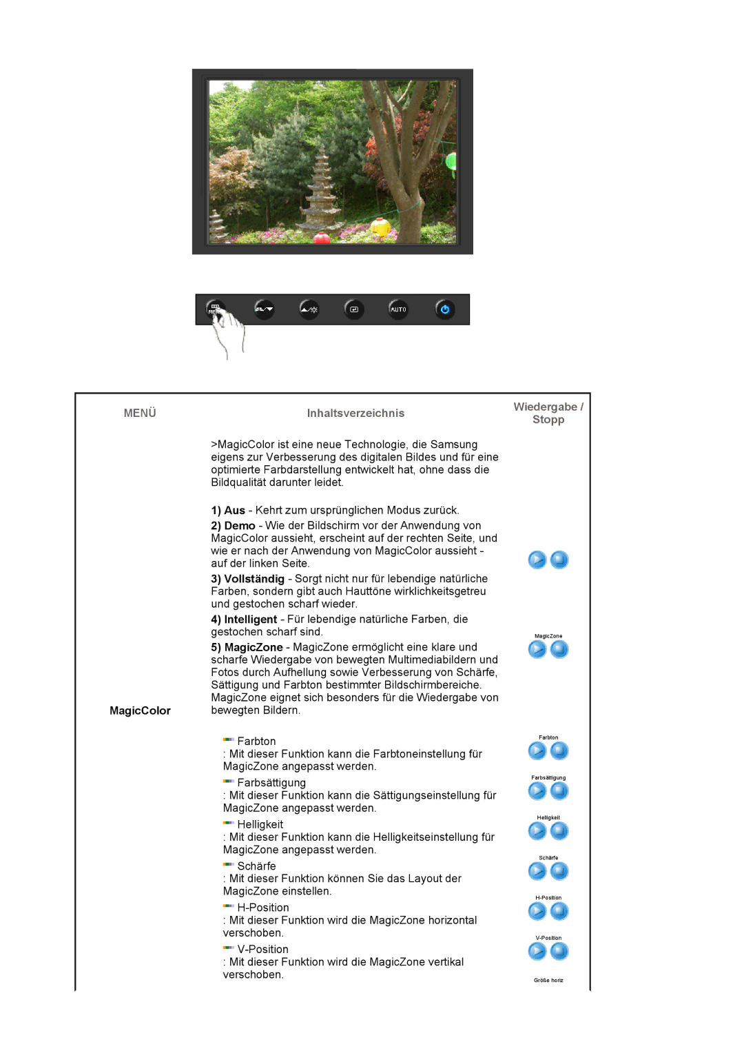 Samsung LS19HAWCSQ/EDC, LS19HAWCSH/EDC manual MagicZone MagicZone ermöglicht eine klare und, MagicColor 