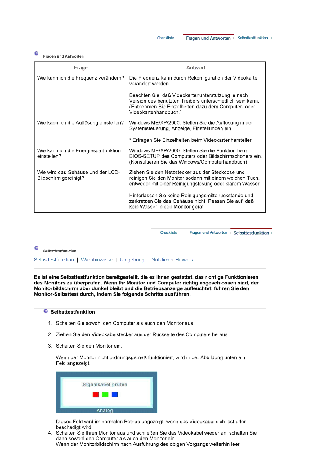 Samsung LS19HAWCSH/EDC, LS19HAWCSQ/EDC manual Frage Antwort 