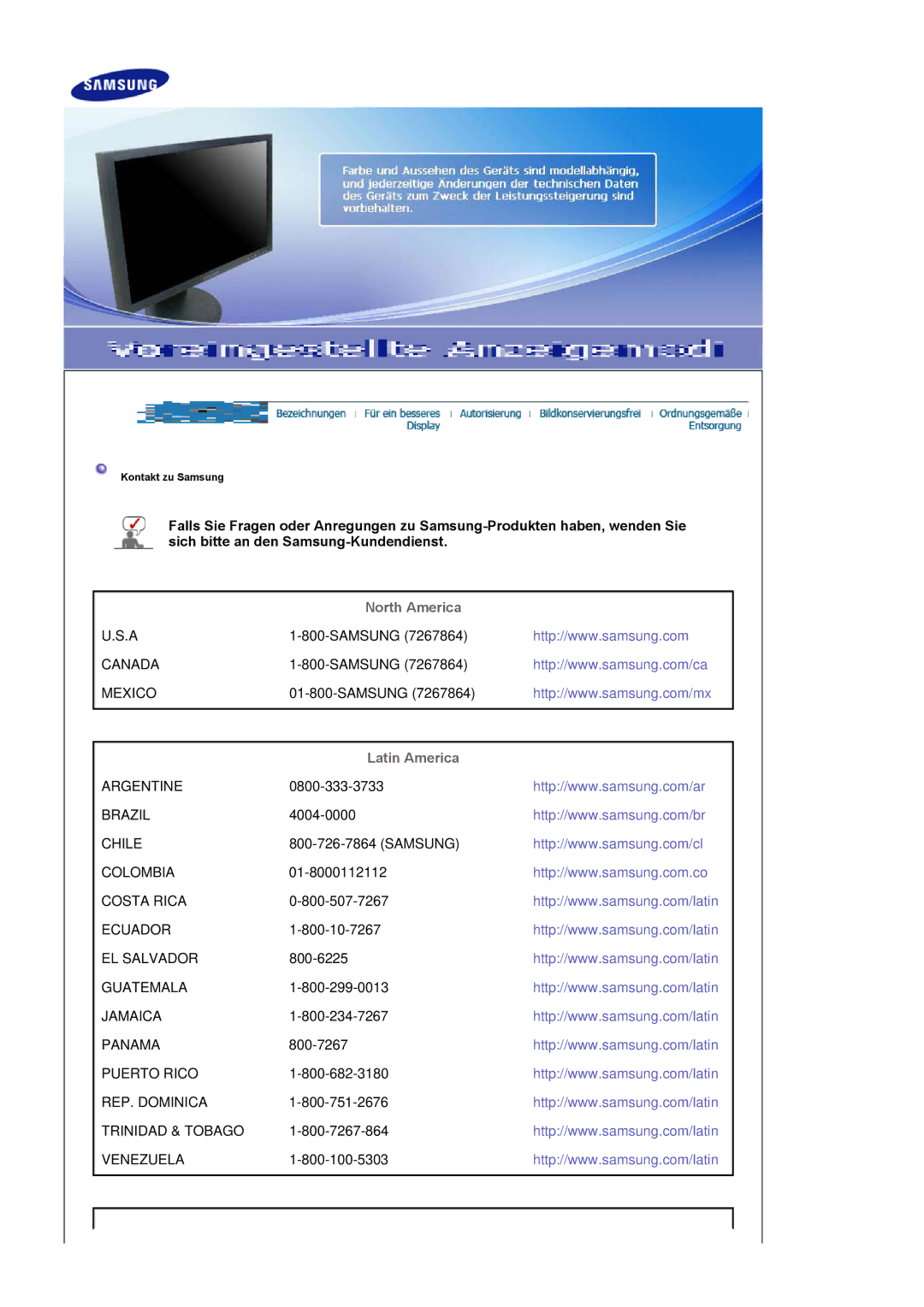 Samsung LS19HAWCSH/EDC, LS19HAWCSQ/EDC manual North America, Latin America 