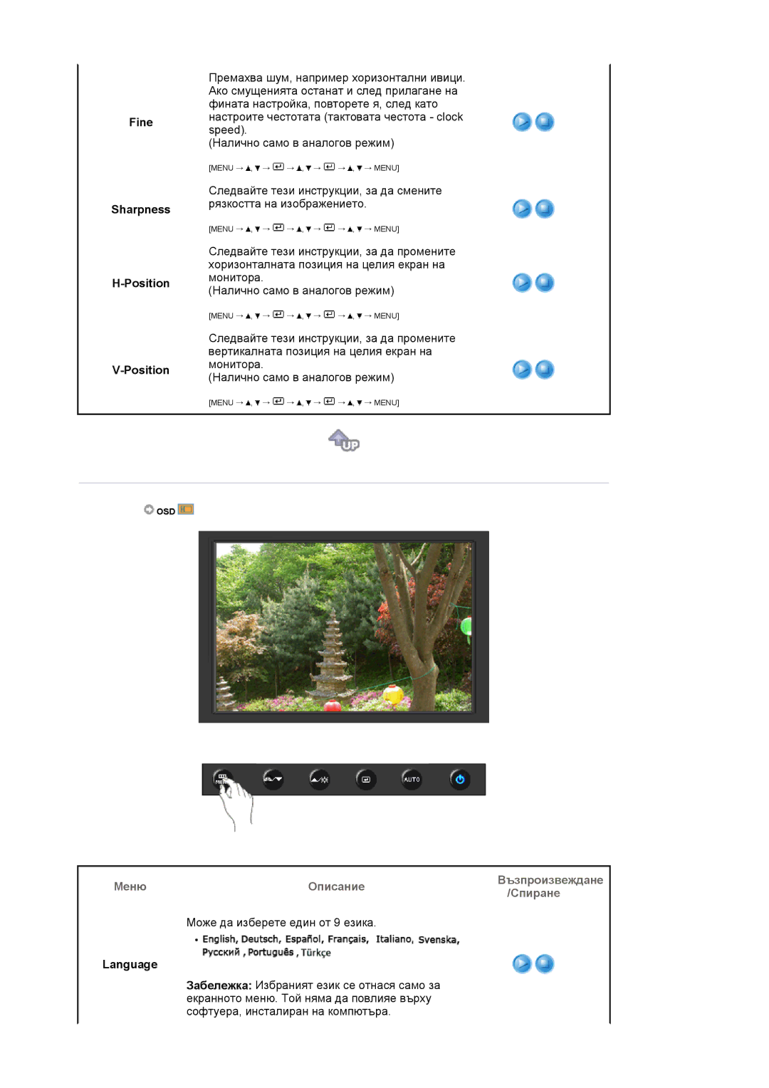 Samsung LS19HAWCSH/EDC, LS19HAWCSQ/EDC manual Fine Sharpness Position, МенюОписание, Language 