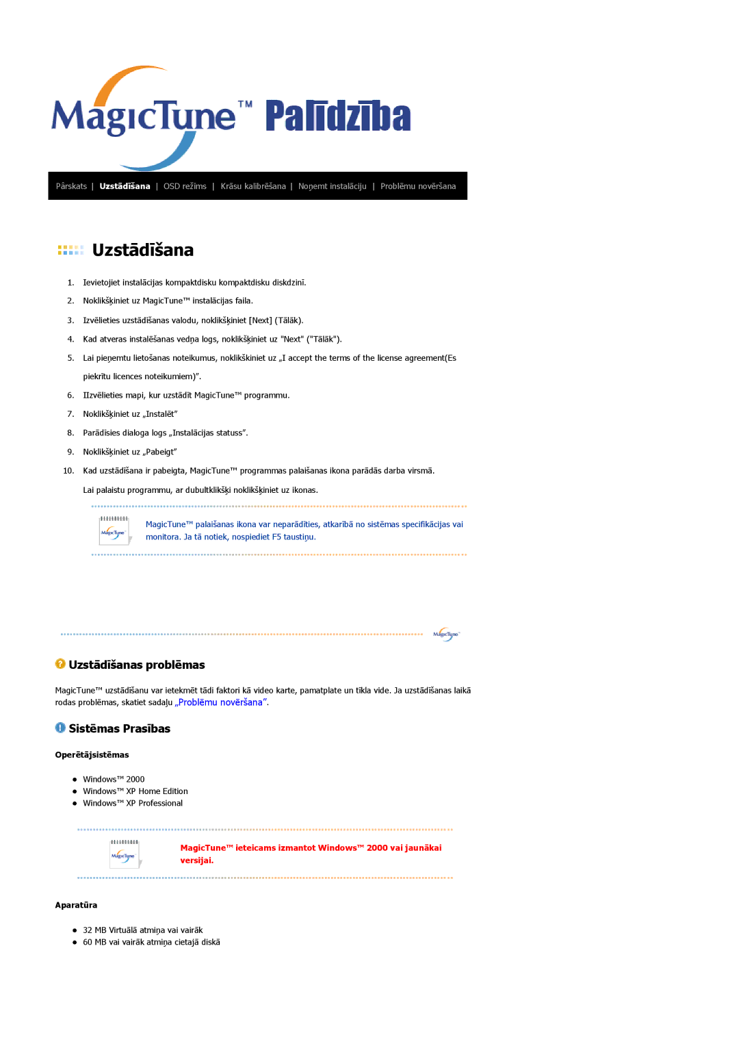 Samsung LS19HAWCSH/EDC, LS19HAWCSQ/EDC manual Operētājsistēmas, Aparatūra 