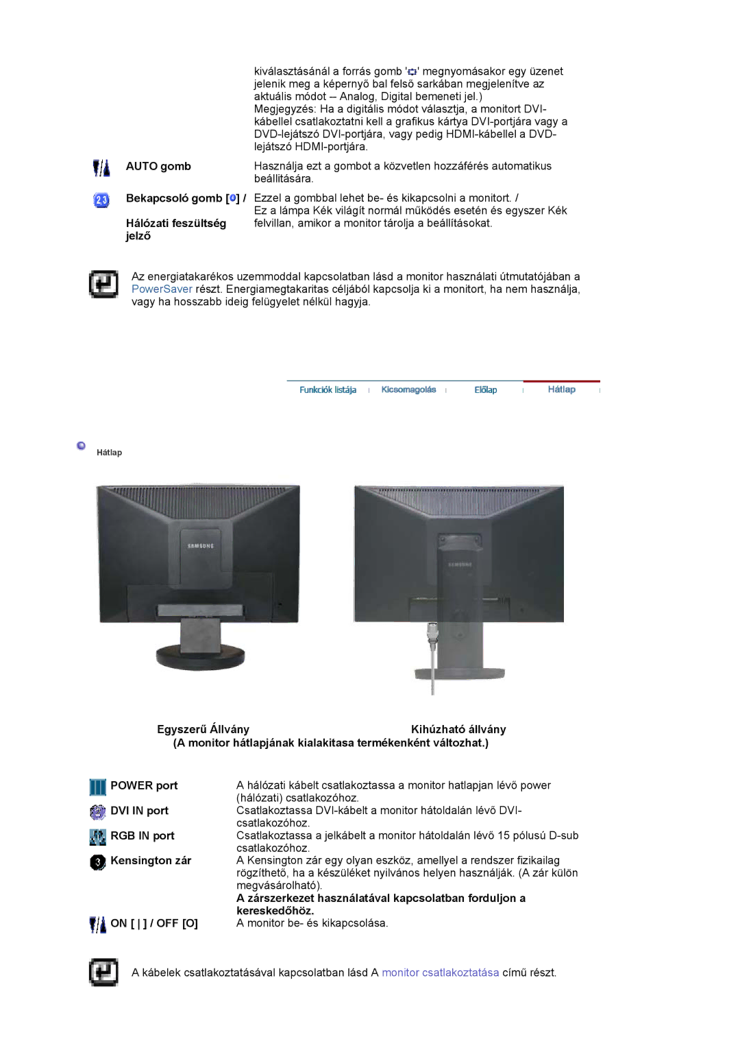 Samsung LS19HAWCSQ/EDC, LS19HAWCSH/EDC manual Auto gomb 