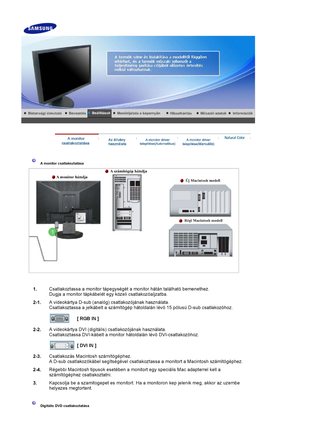 Samsung LS19HAWCSH/EDC, LS19HAWCSQ/EDC manual Rgb, Dvi 