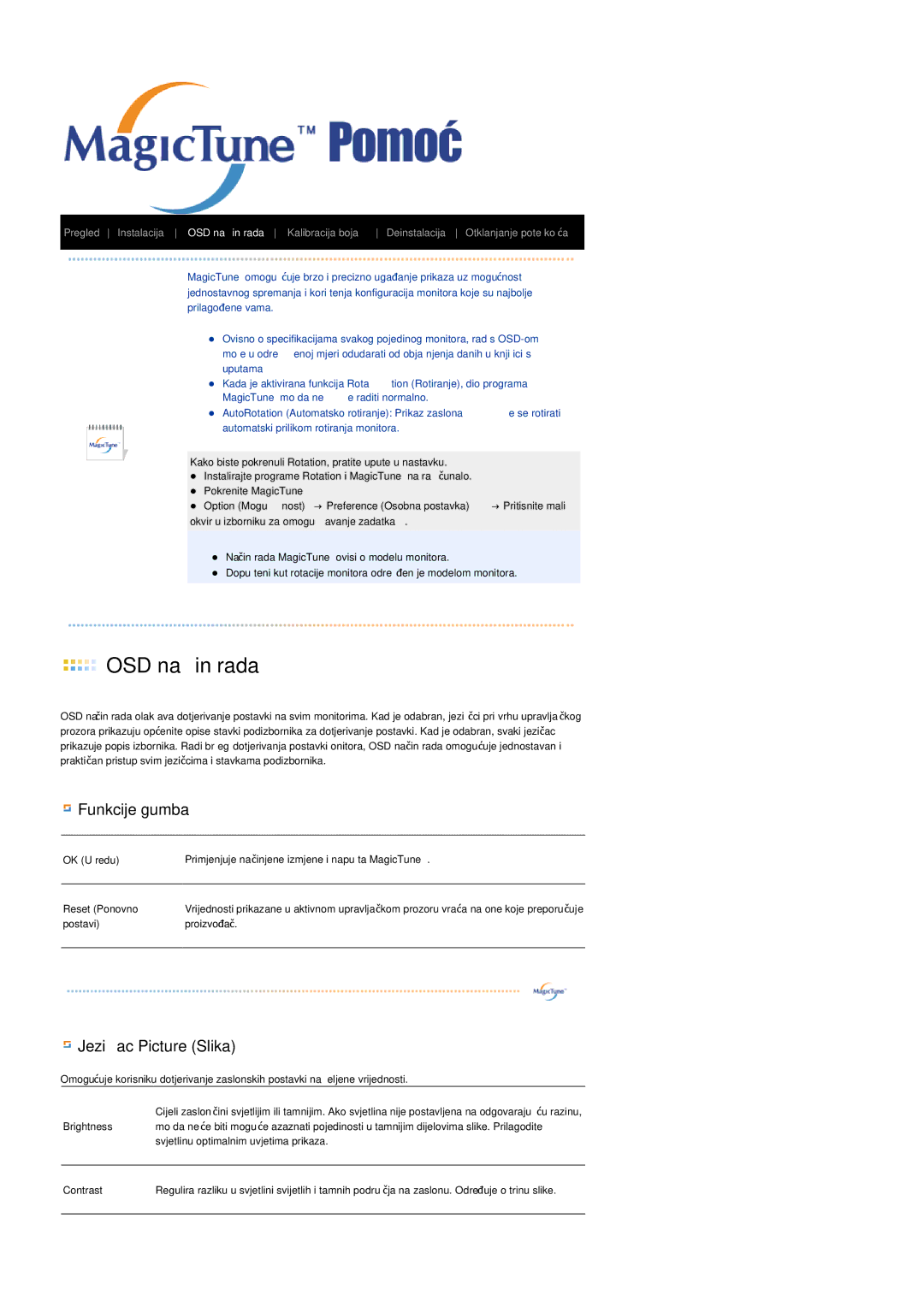 Samsung LS19HAWCSQ/EDC, LS19HAWCSH/EDC manual OSD način rada 