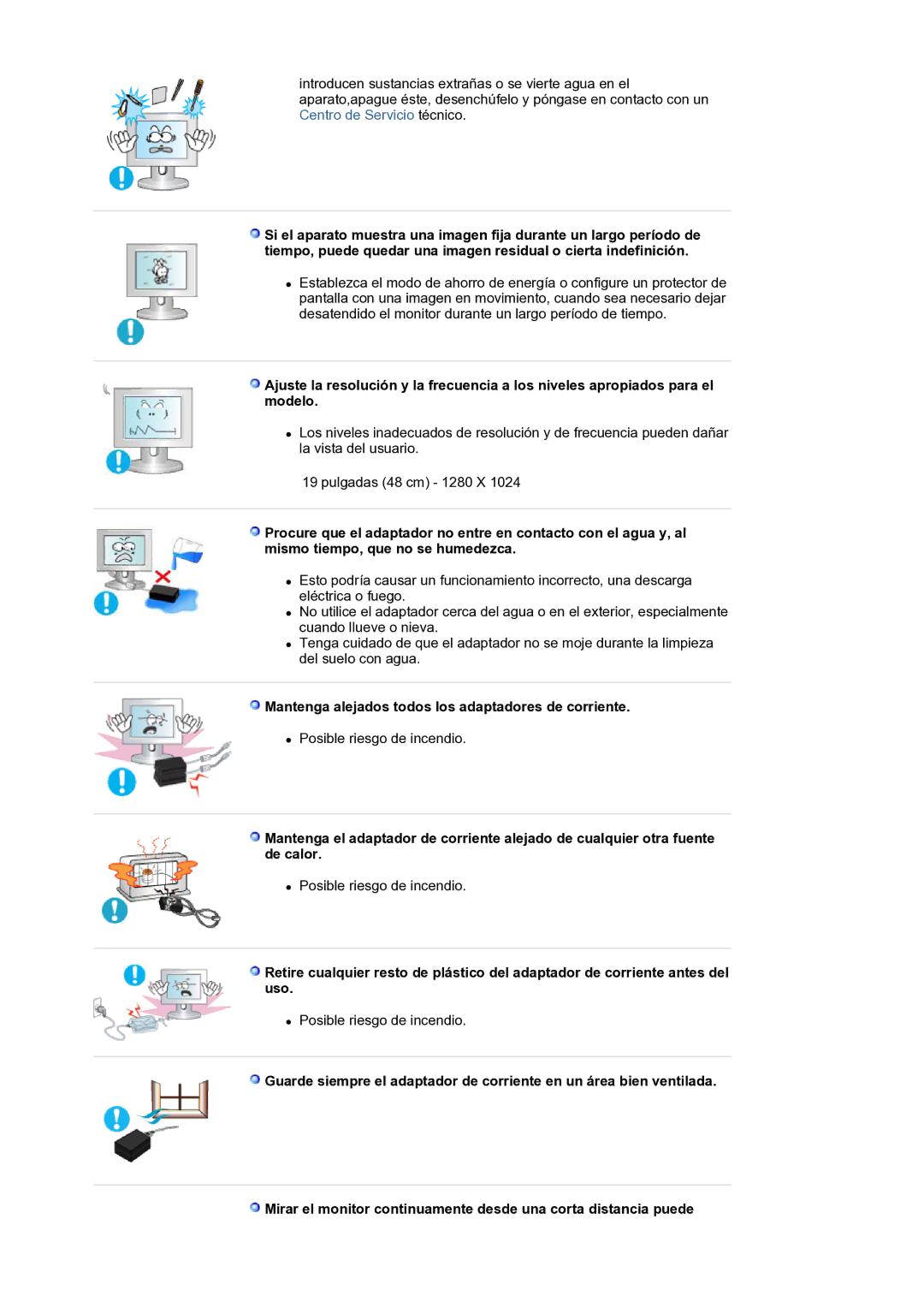 Samsung LS19HJDQFK/EDC manual Mantenga alejados todos los adaptadores de corriente 