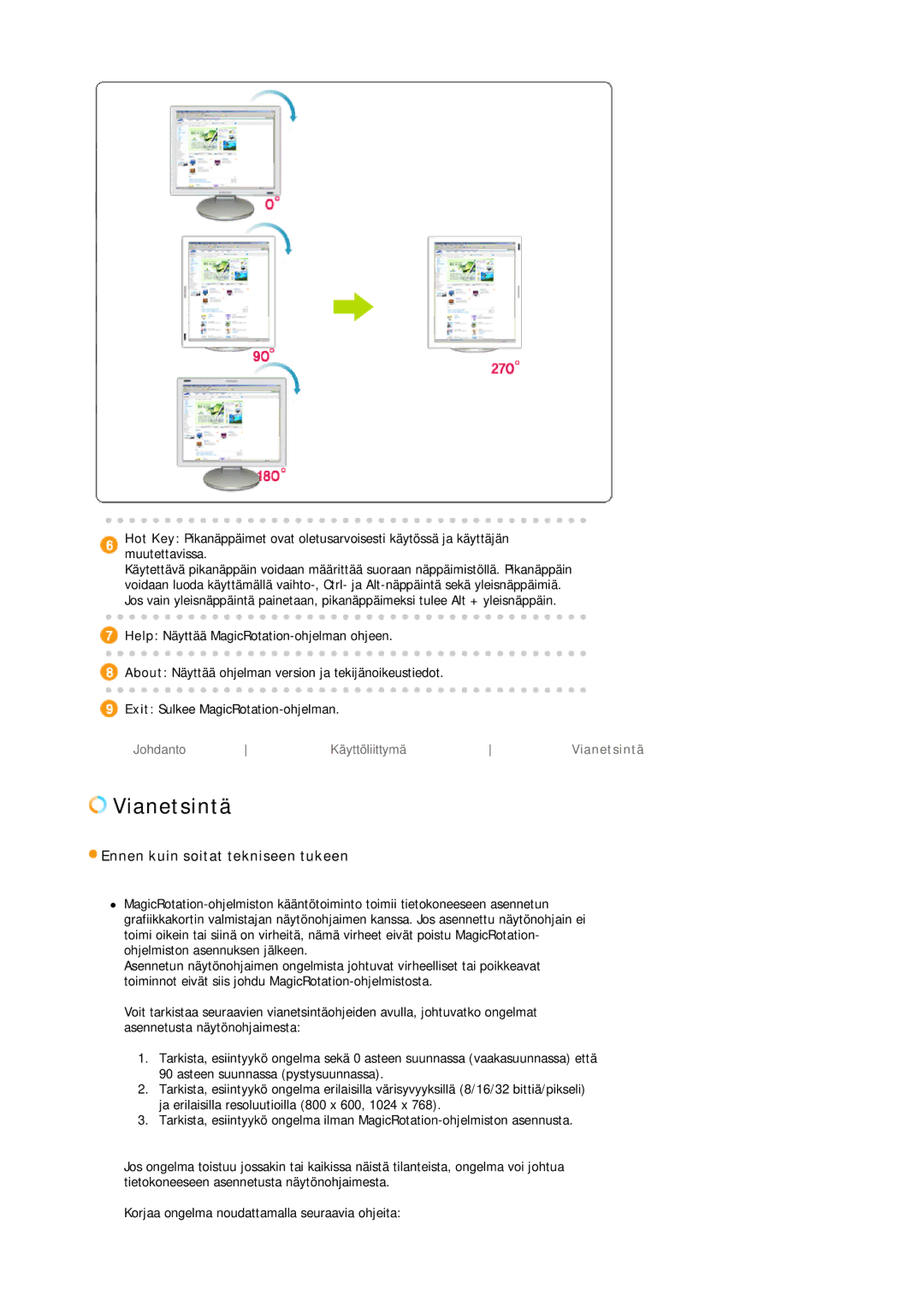 Samsung LS19HJDQFK/EDC manual Vianetsintä, Ennen kuin soitat tekniseen tukeen 