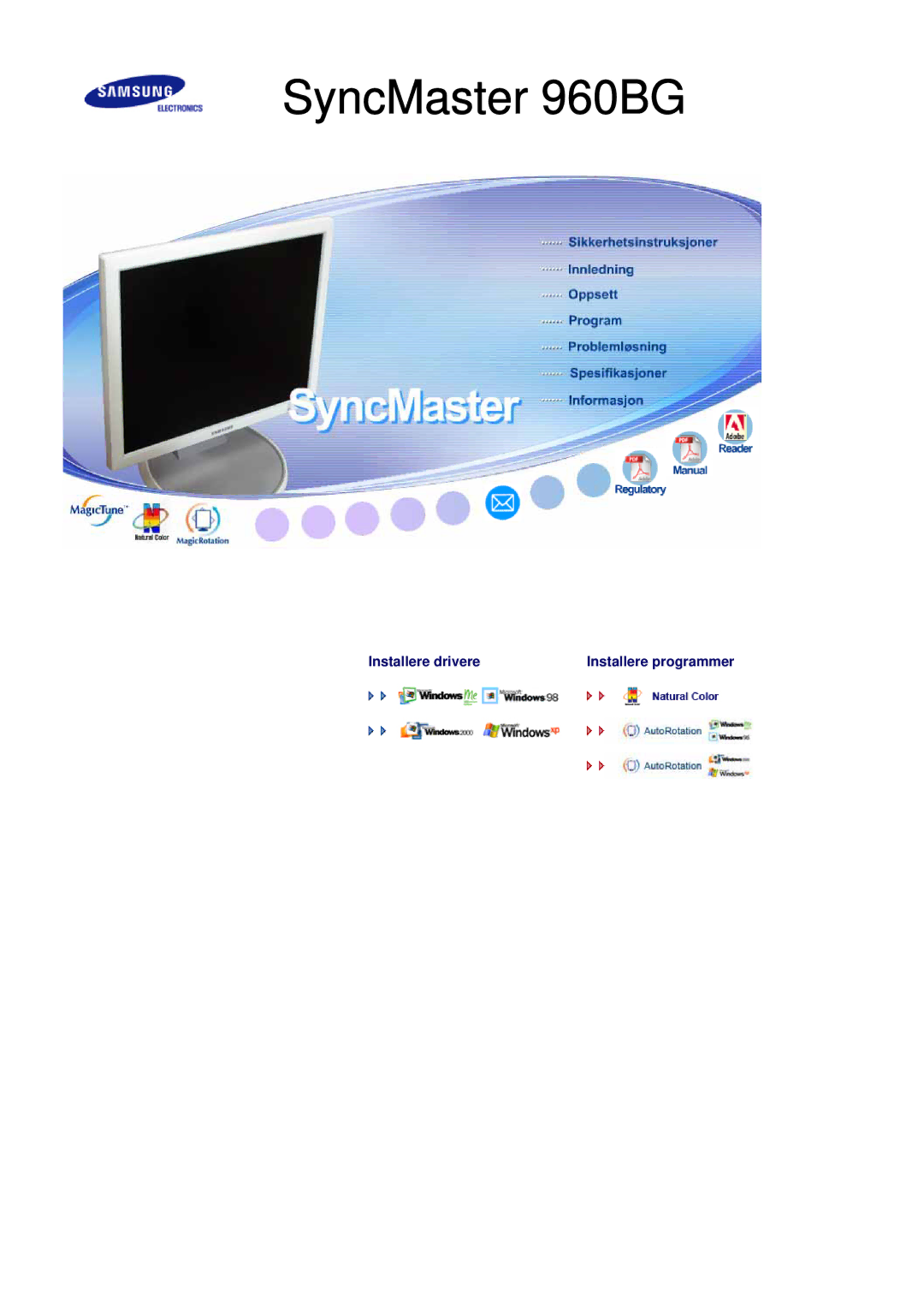 Samsung LS19HJDQFK/EDC manual SyncMaster 960BG 