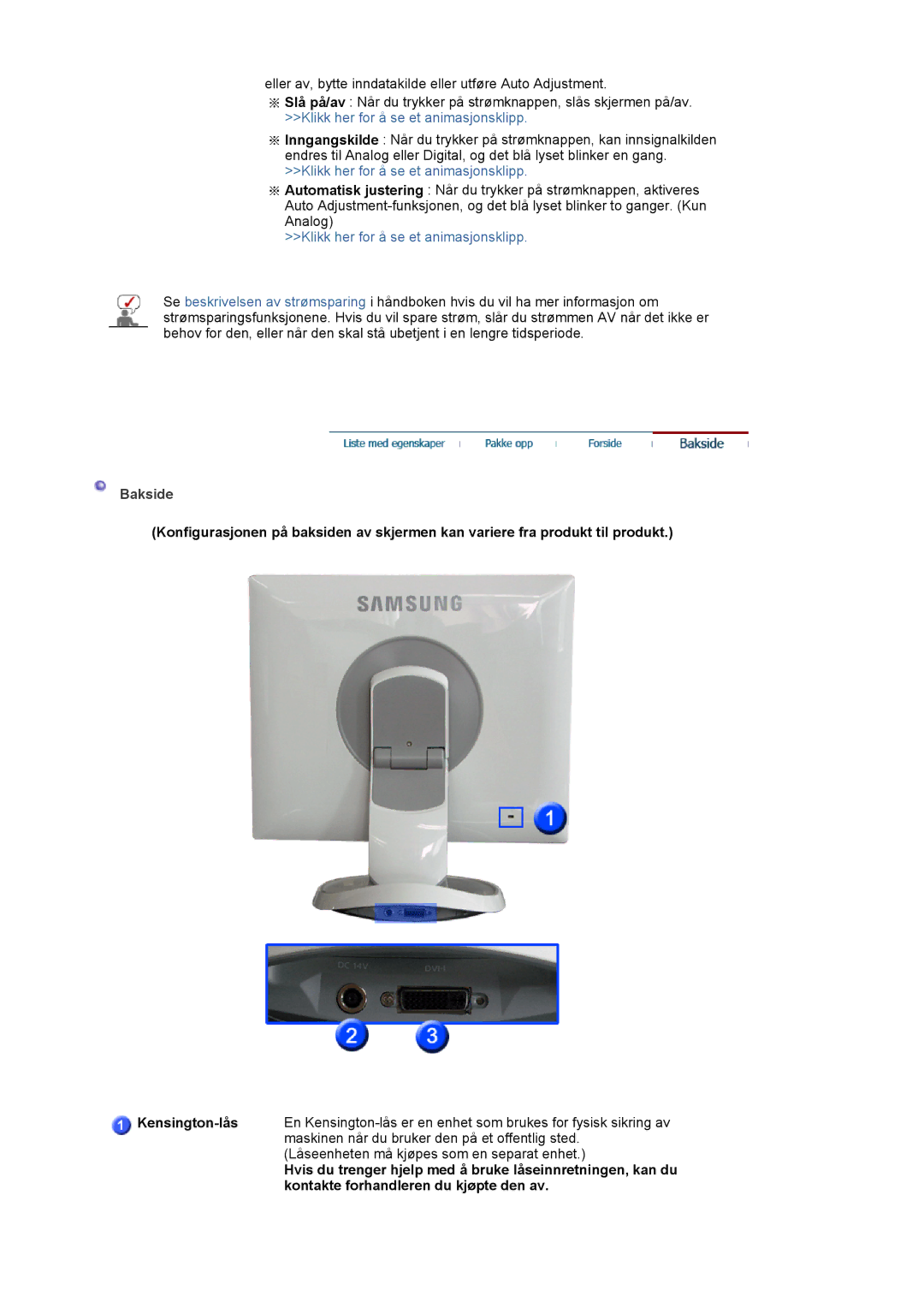 Samsung LS19HJDQFK/EDC manual Bakside 