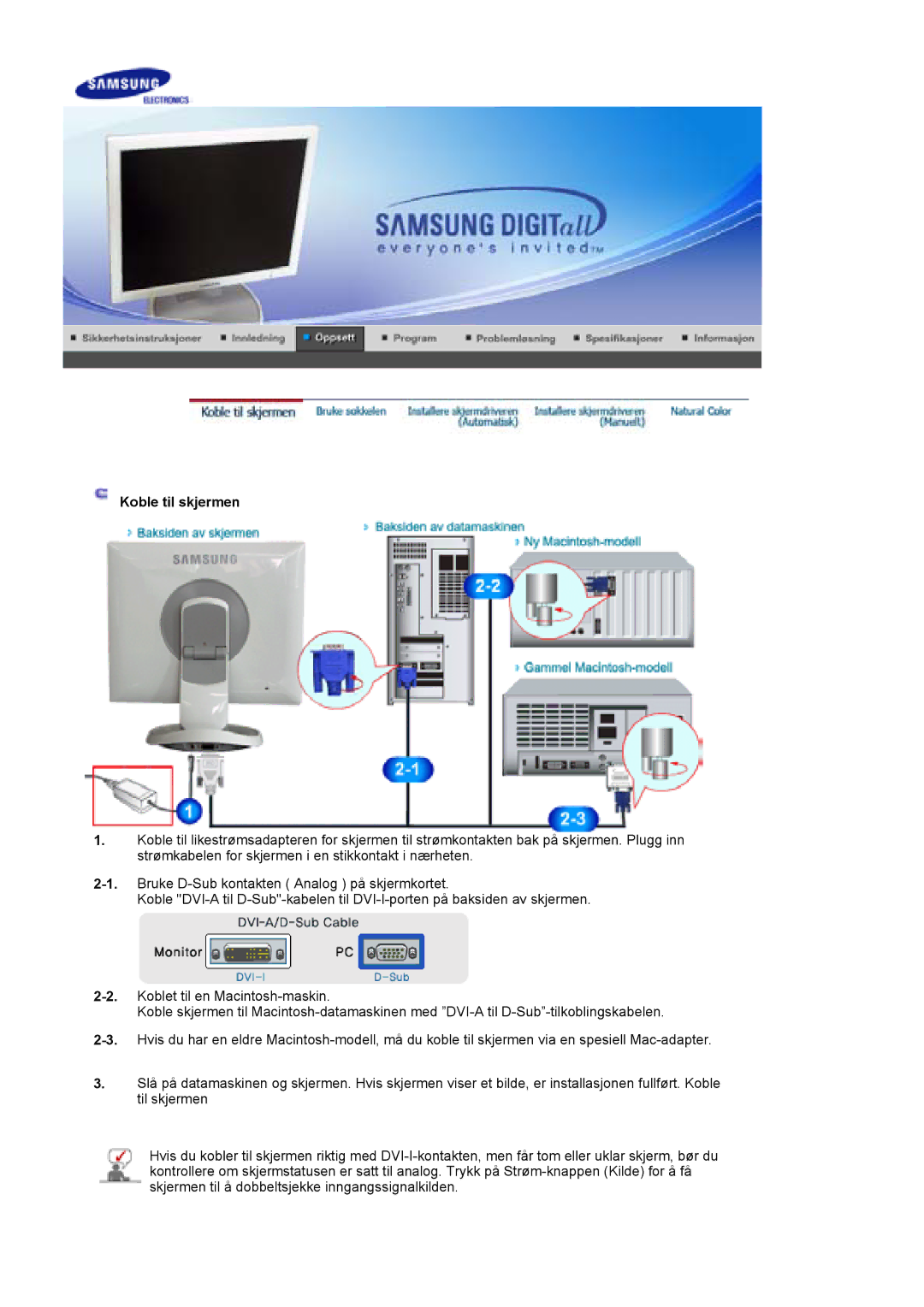 Samsung LS19HJDQFK/EDC manual Koble til skjermen 