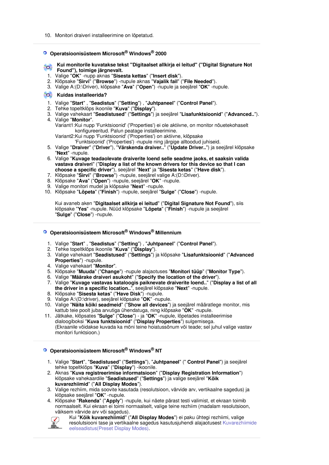 Samsung LS19HJDQFK/EDC manual Tehke topeltklõps ikoonile Kuva Display 