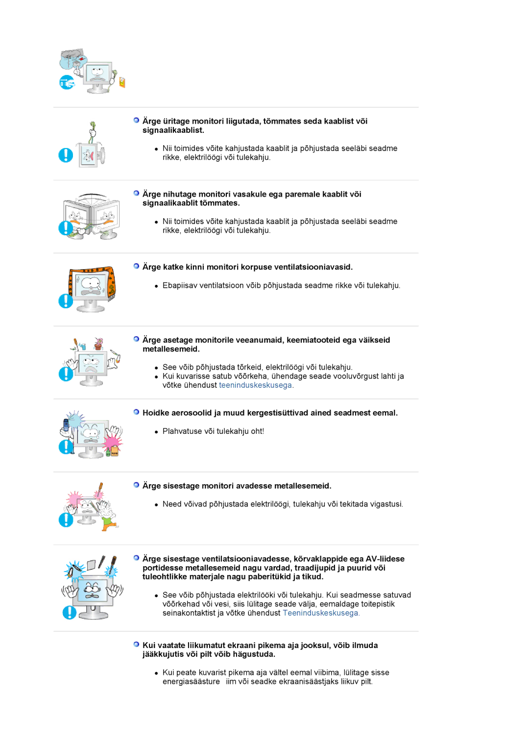 Samsung LS19HJDQFK/EDC manual Ärge katke kinni monitori korpuse ventilatsiooniavasid 