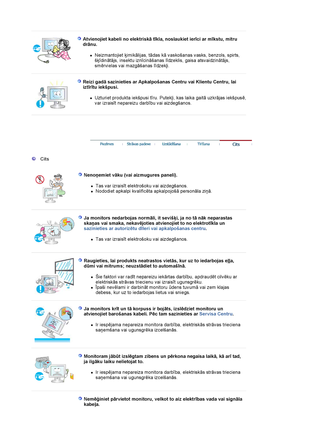 Samsung LS19HJDQFK/EDC manual Cits, Nenoņemiet vāku vai aizmugures paneli 