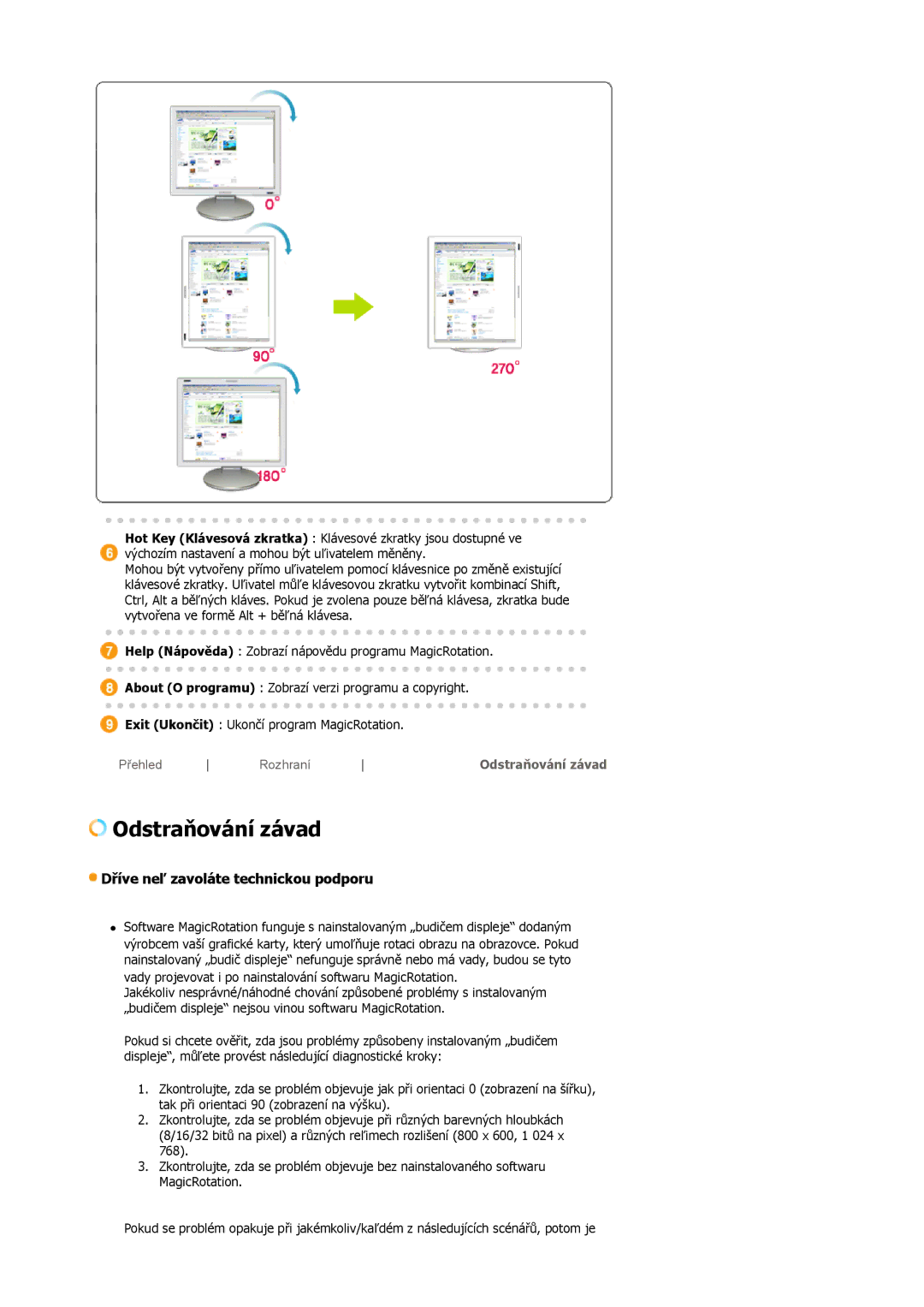 Samsung LS17HJDQHV/EDC, LS19HJDQFV/EDC, LS19HJDQHV/EDC manual Odstraňování závad 