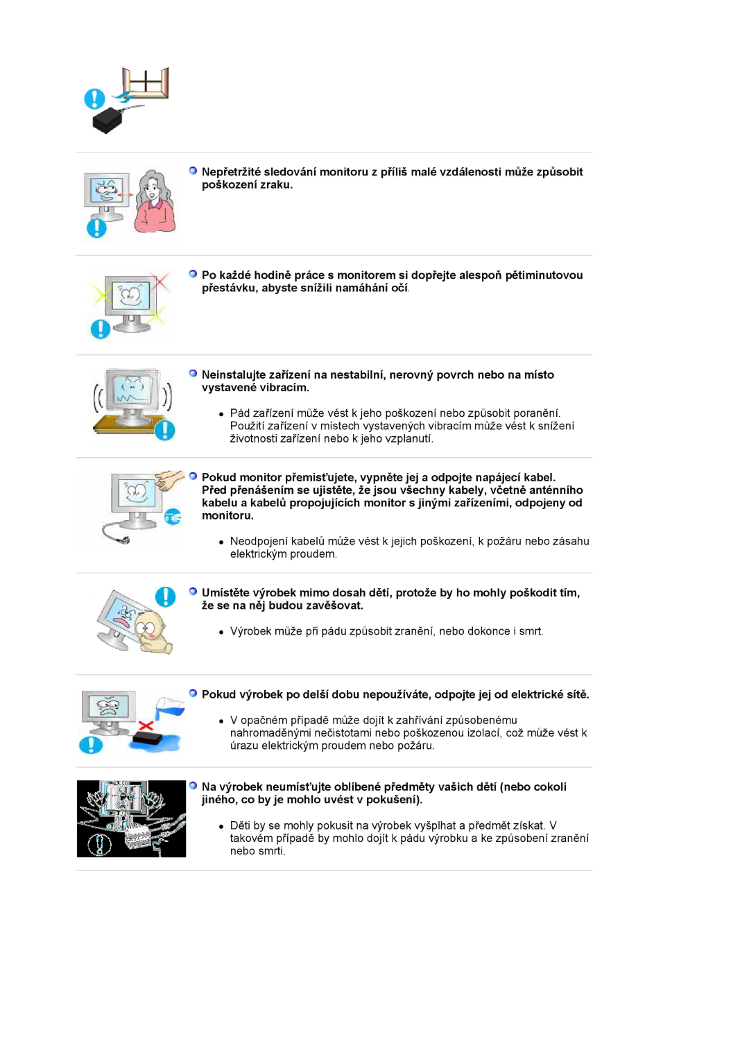 Samsung LS19HJDQFV/EDC, LS17HJDQHV/EDC, LS19HJDQHV/EDC manual Výrobek může při pádu způsobit zranění, nebo dokonce i smrt 