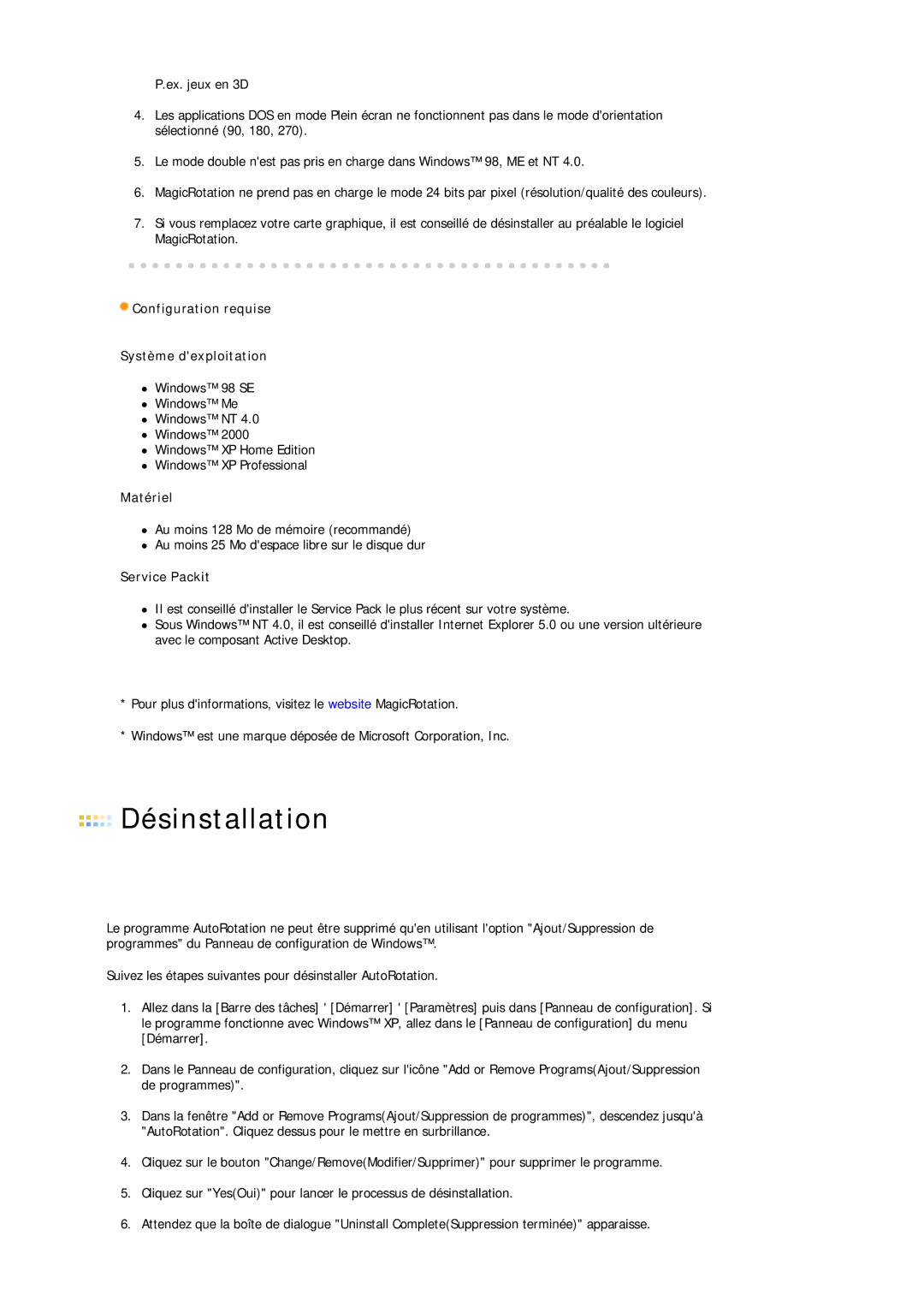 Samsung LS17HJDQHV/EDC, LS19HJDQH2/EDC, LS19HJDQFV/EDC, LS19HJDQHV/EDC, LS17HJDQFV/EDC manual Désinstallation 