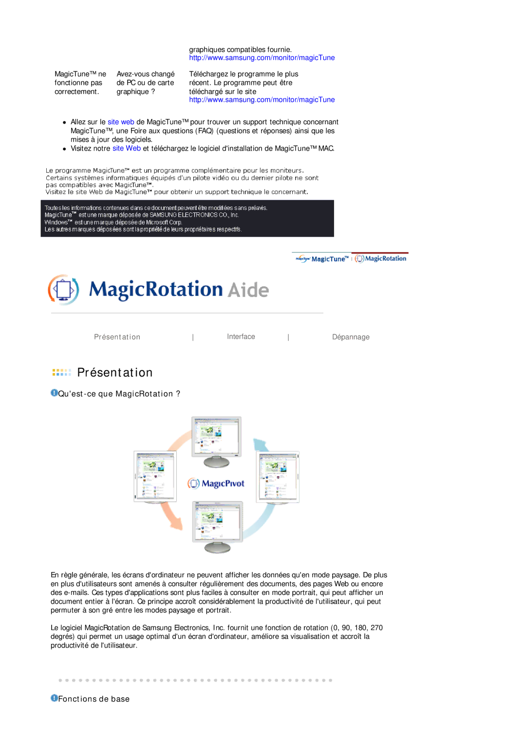 Samsung LS17HJDQHV/EDC, LS19HJDQH2/EDC, LS19HJDQFV/EDC, LS19HJDQHV/EDC manual Présentation, Quest-ce que MagicRotation ? 