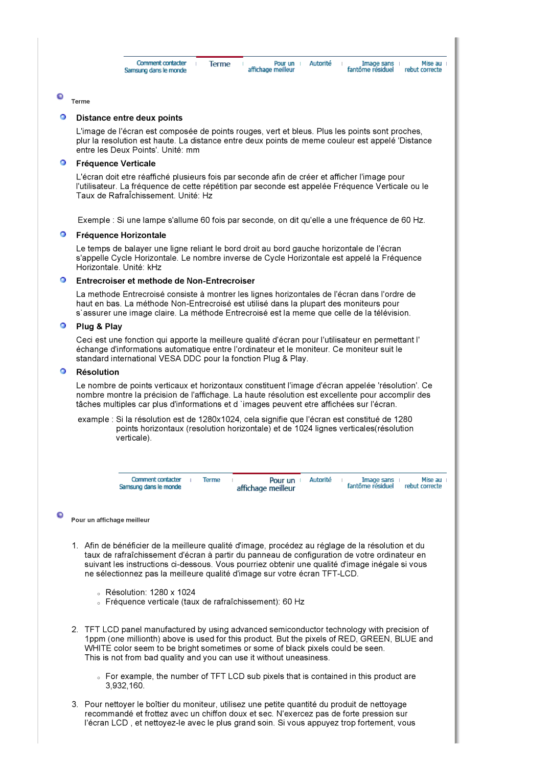 Samsung LS19HJDQH2/EDC Distance entre deux points, Fréquence Verticale, Fréquence Horizontale, Plug & Play, Résolution 