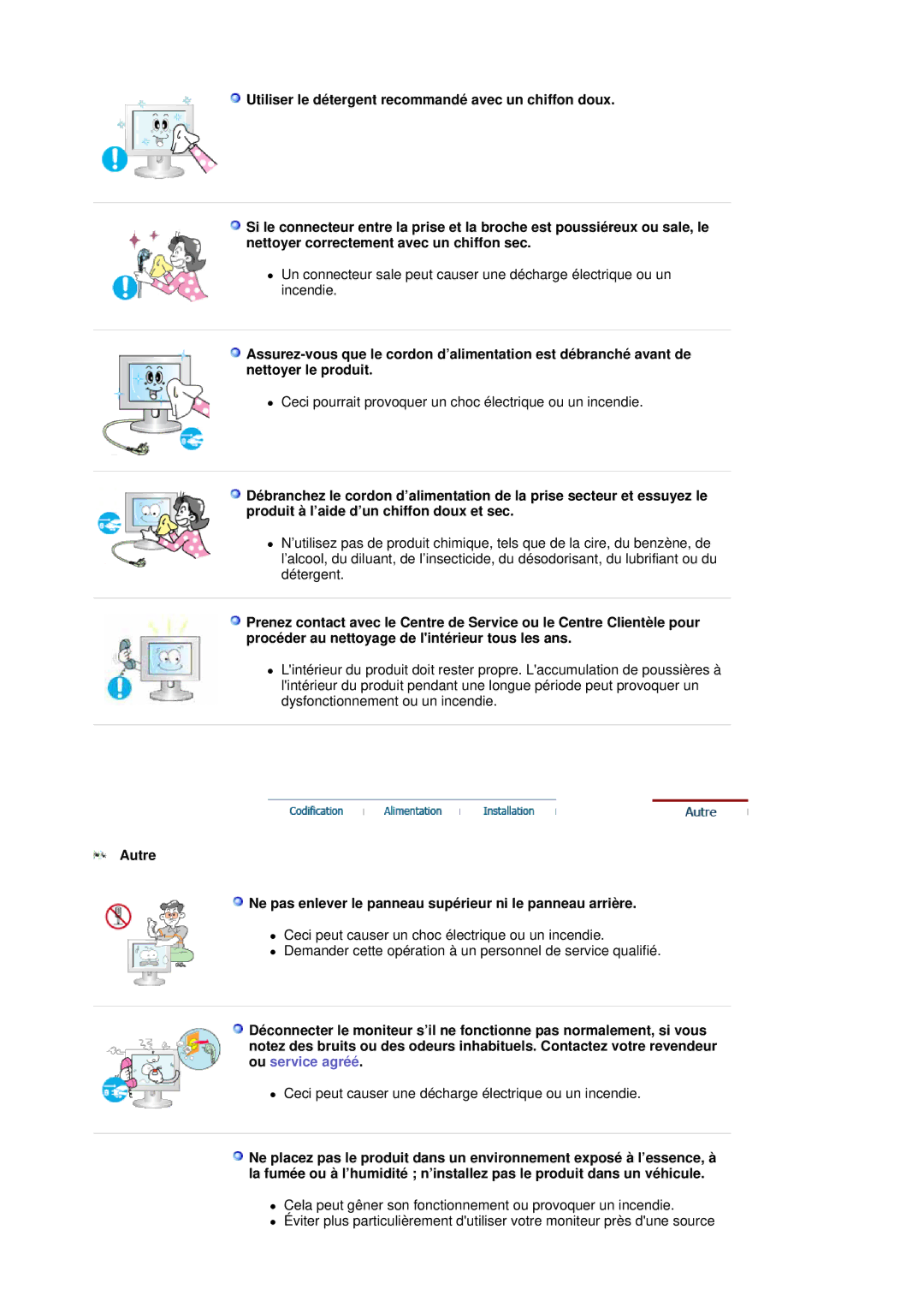 Samsung LS19HJDQFV/EDC, LS19HJDQH2/EDC, LS17HJDQHV/EDC manual Ceci pourrait provoquer un choc électrique ou un incendie 