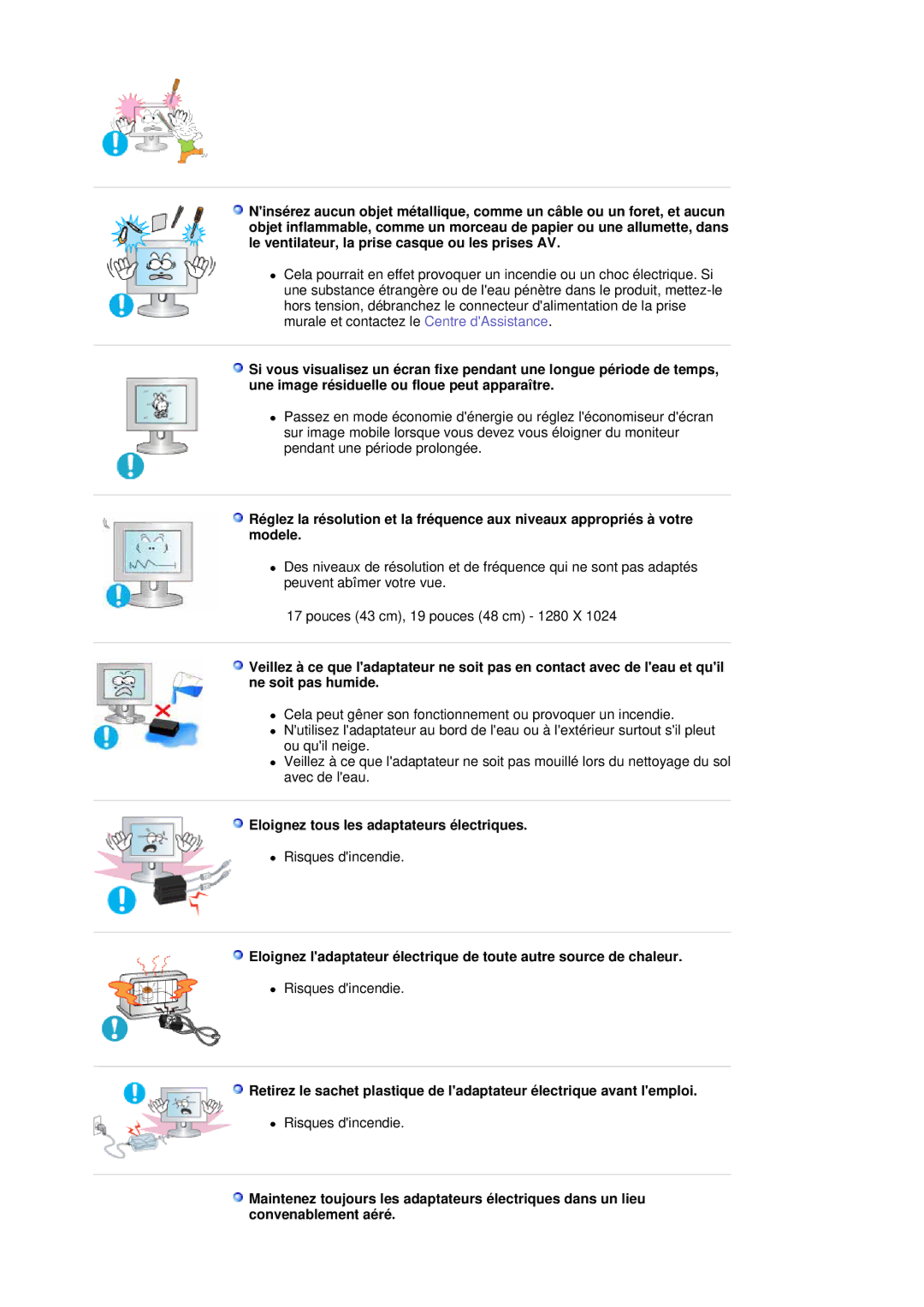 Samsung LS19HJDQHV/EDC, LS19HJDQH2/EDC, LS19HJDQFV/EDC, LS17HJDQHV/EDC manual Eloignez tous les adaptateurs électriques 