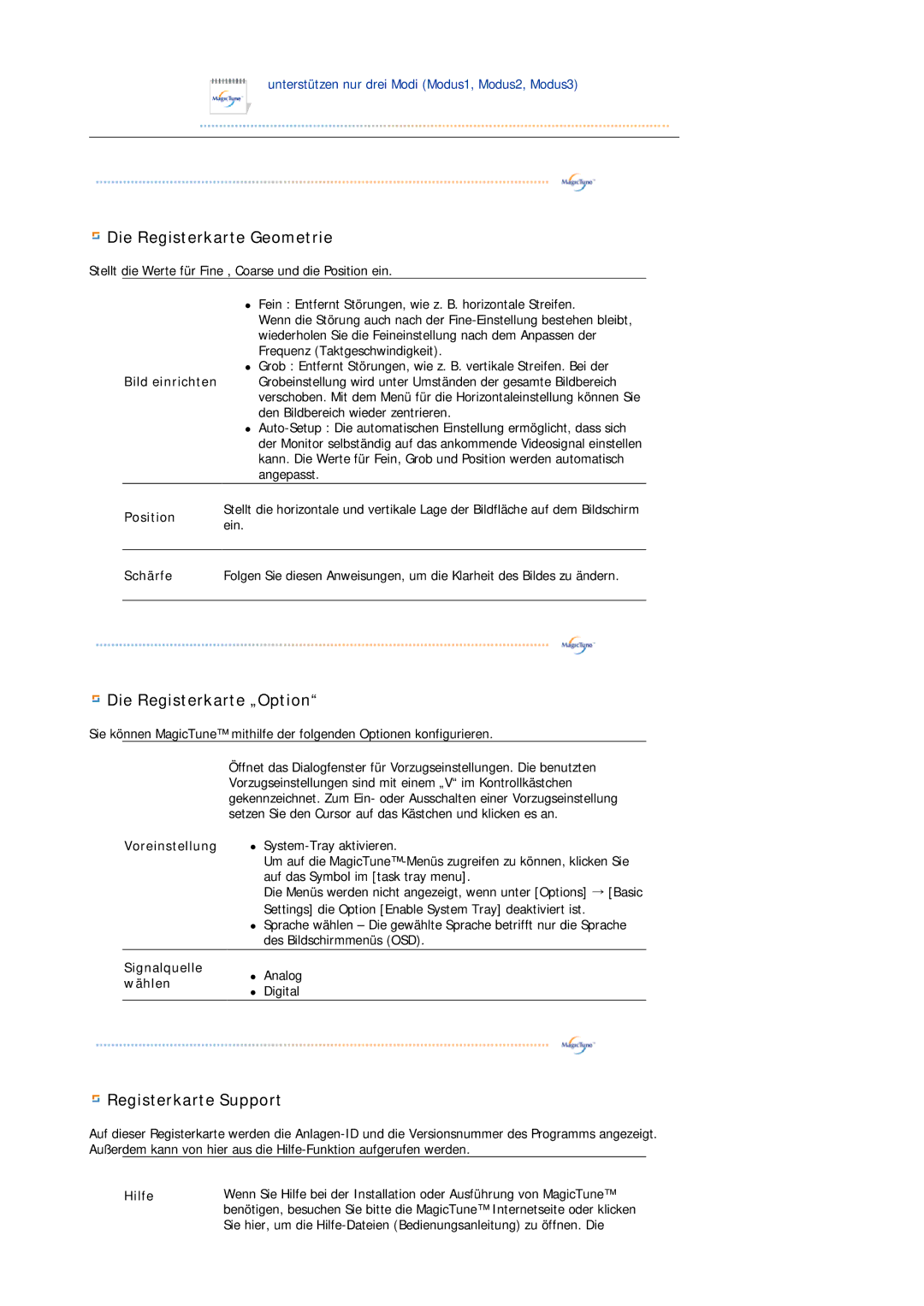 Samsung LS19HJDQH2/EDC, LS19HJDQHV/EDC manual Die Registerkarte Geometrie 