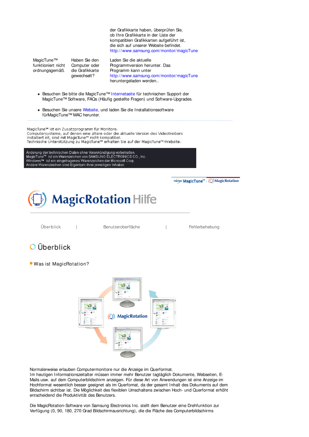 Samsung LS19HJDQFK/EDC, LS19HJDQHK/EDC manual Überblick, Was ist MagicRotation? 