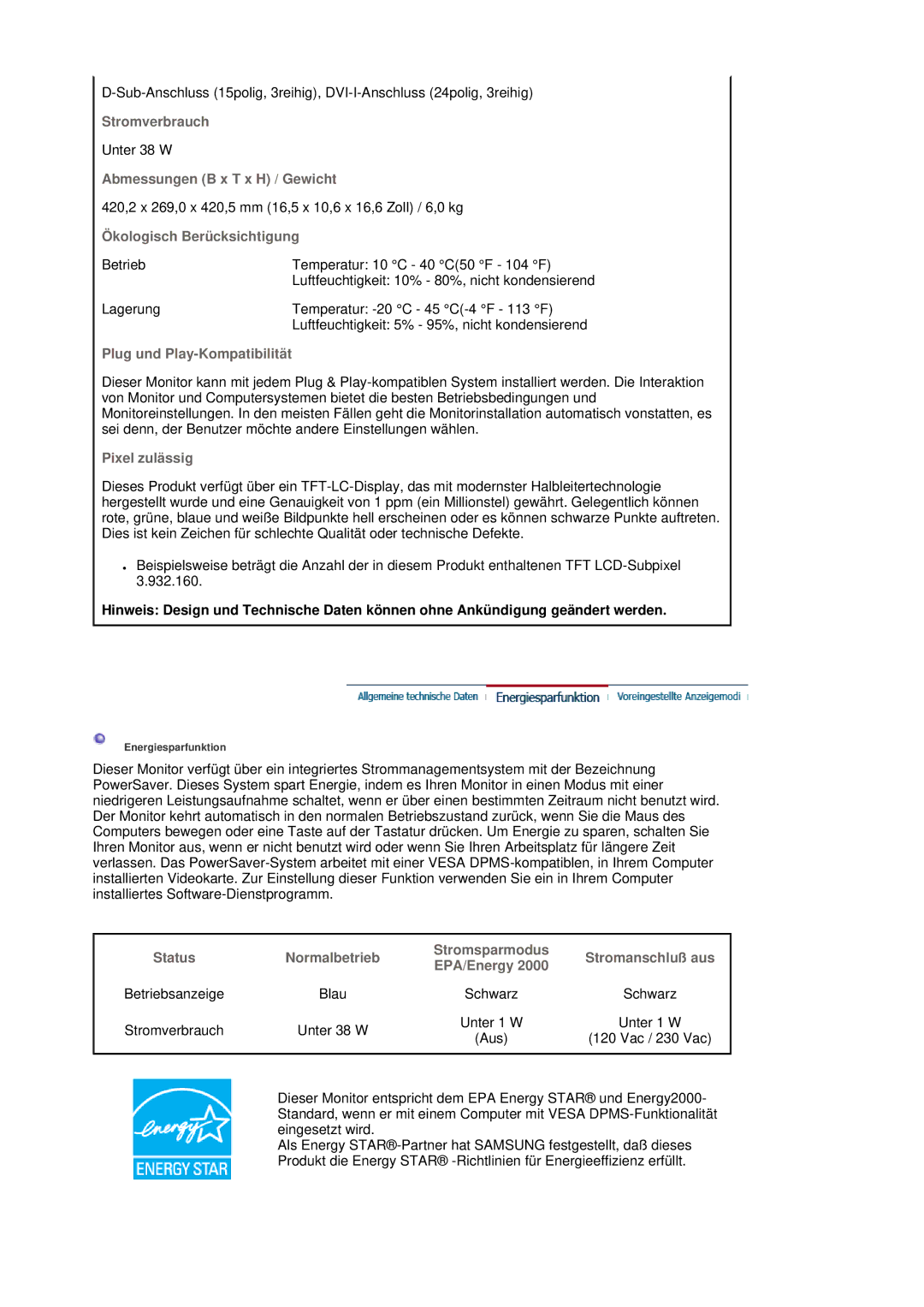 Samsung LS19HJDQHK/EDC, LS19HJDQFK/EDC manual Stromverbrauch 