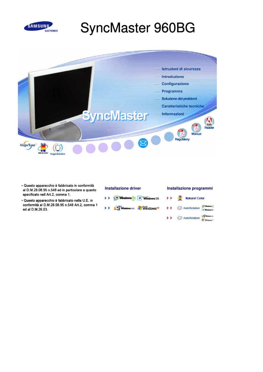 Samsung LS19HJDQFK/EDC, LS19HJDQHK/EDC manual SyncMaster 960BG 