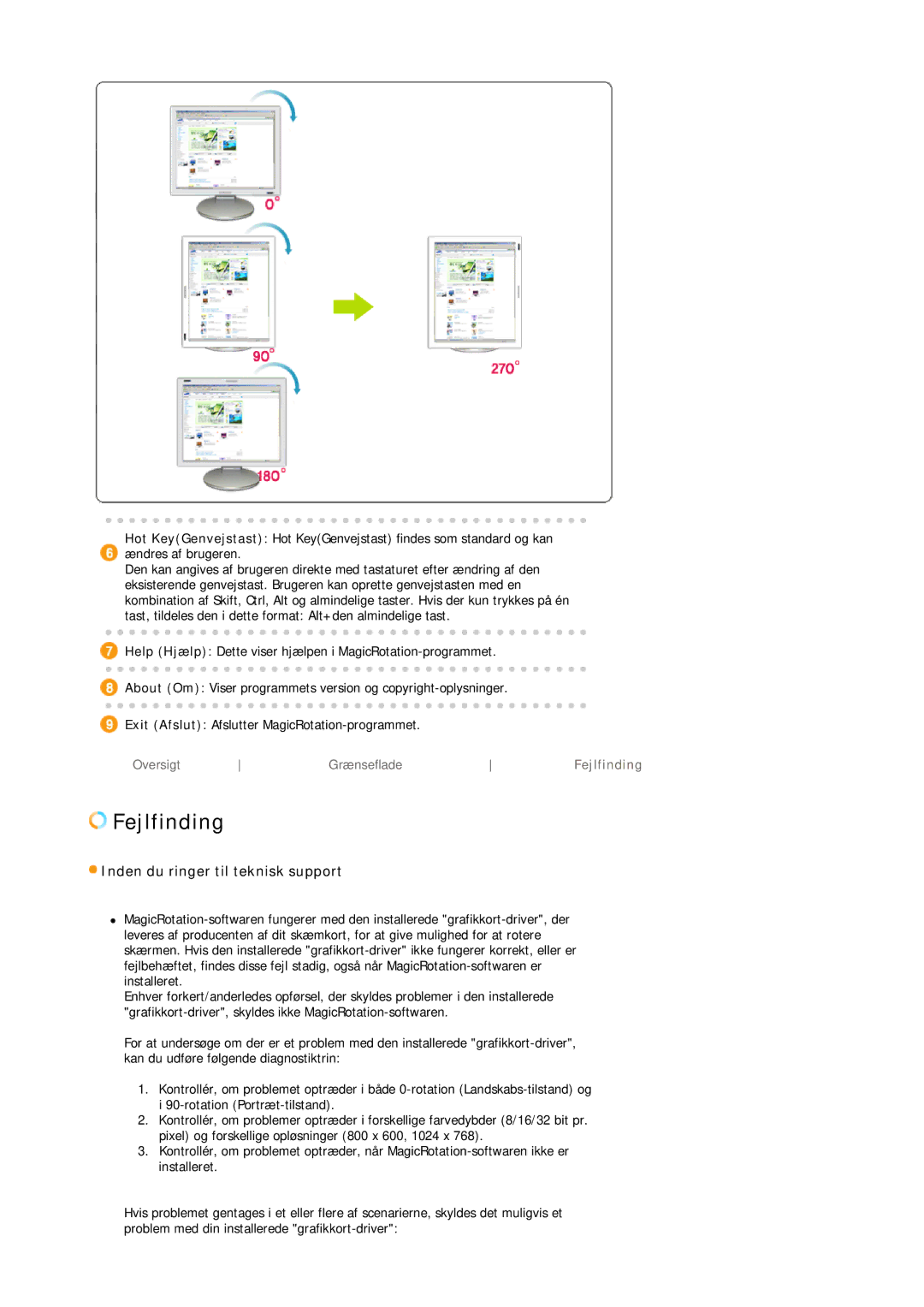 Samsung LS19HJDQHV/EDC manual Inden du ringer til teknisk support 