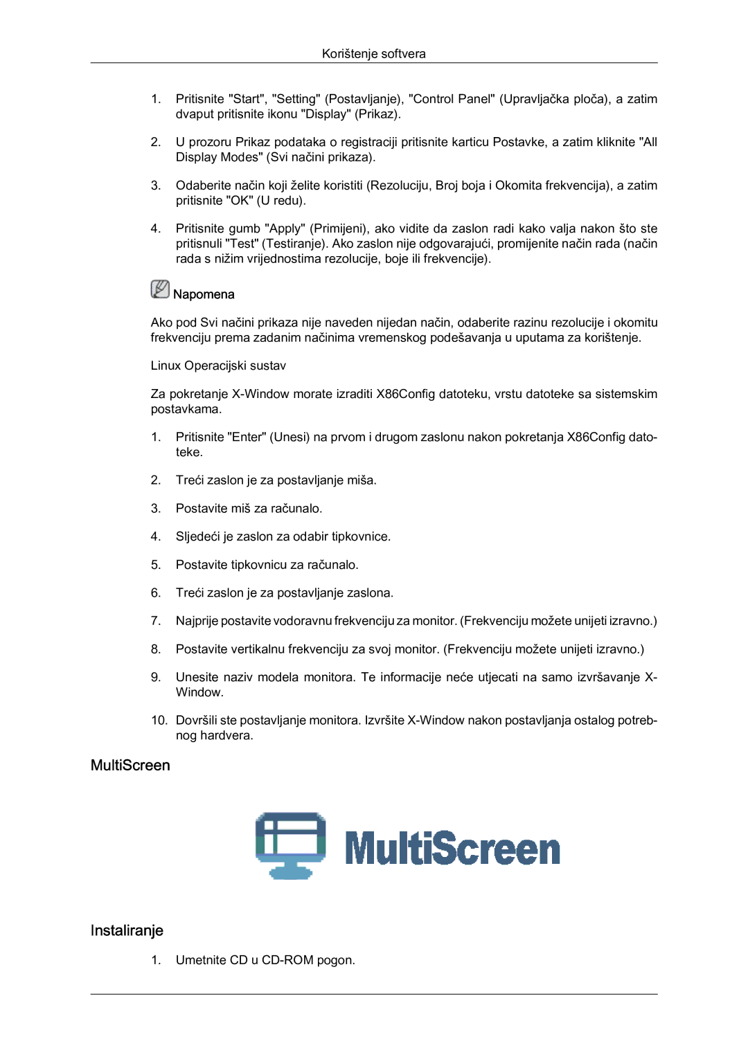 Samsung LS19LFYGF/EN manual MultiScreen Instaliranje 